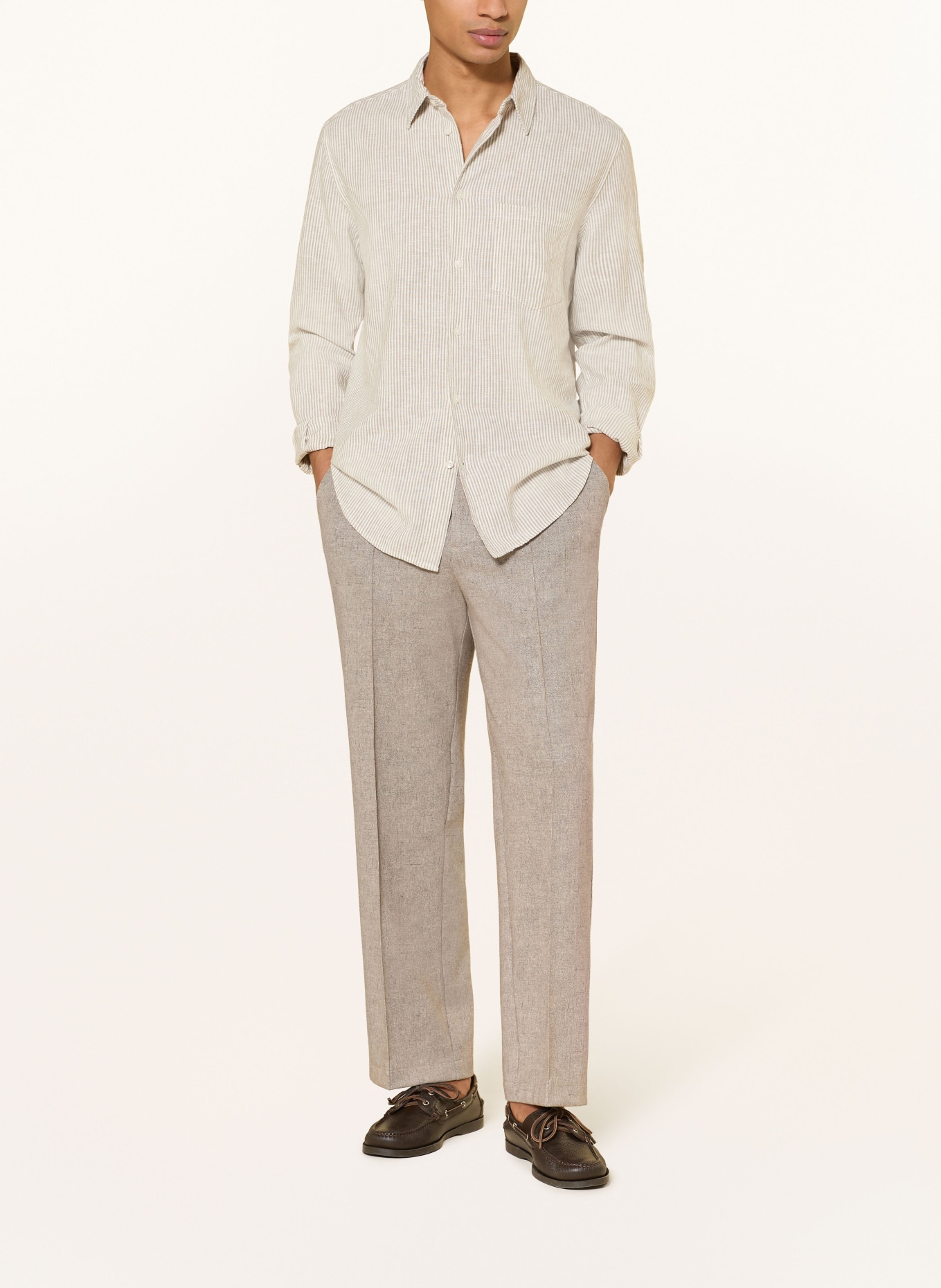 SAMSØE  SAMSØE Hemd SALIAM Comfort Fit mit Leinen: BEIGE / ECRU