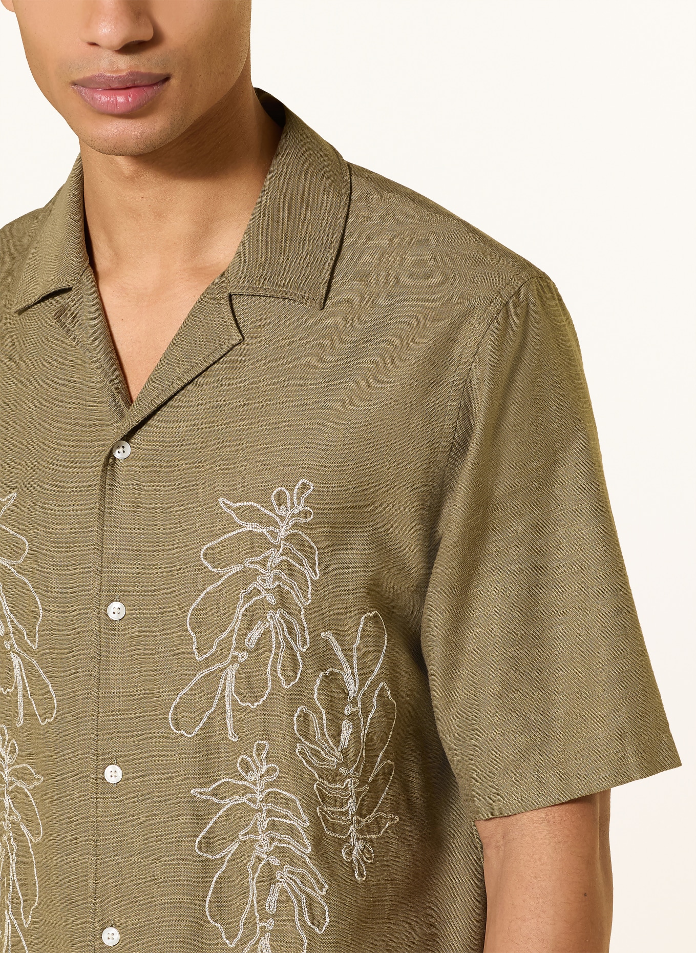 SAMSØE  SAMSØE Resorthemd SAOSCAR Comfort Fit: KHAKI / WEISS