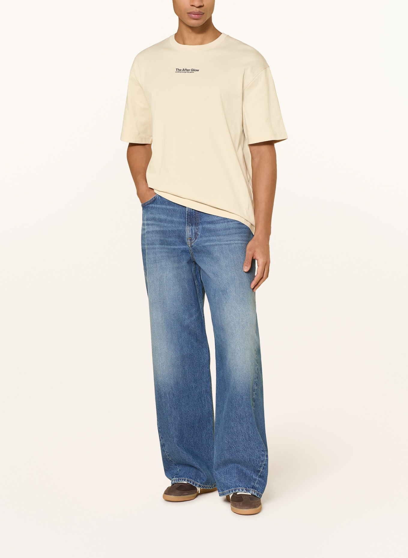 SAMSØE  SAMSØE SAUNI T-shirt: BEIGE / DARK BROWN