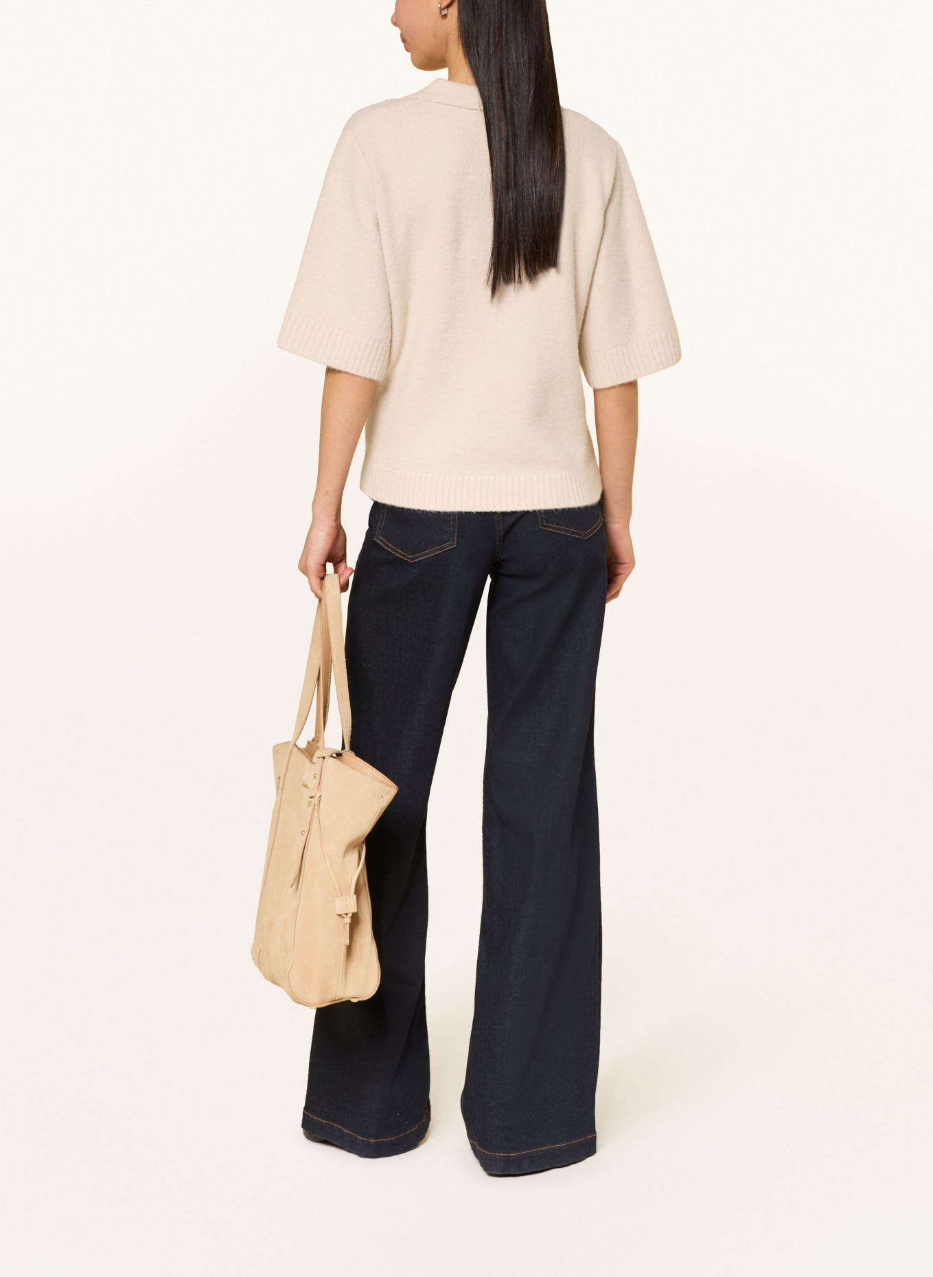 NEO NOIR CUNNA knit blouse with 3/4 sleeves: BEIGE