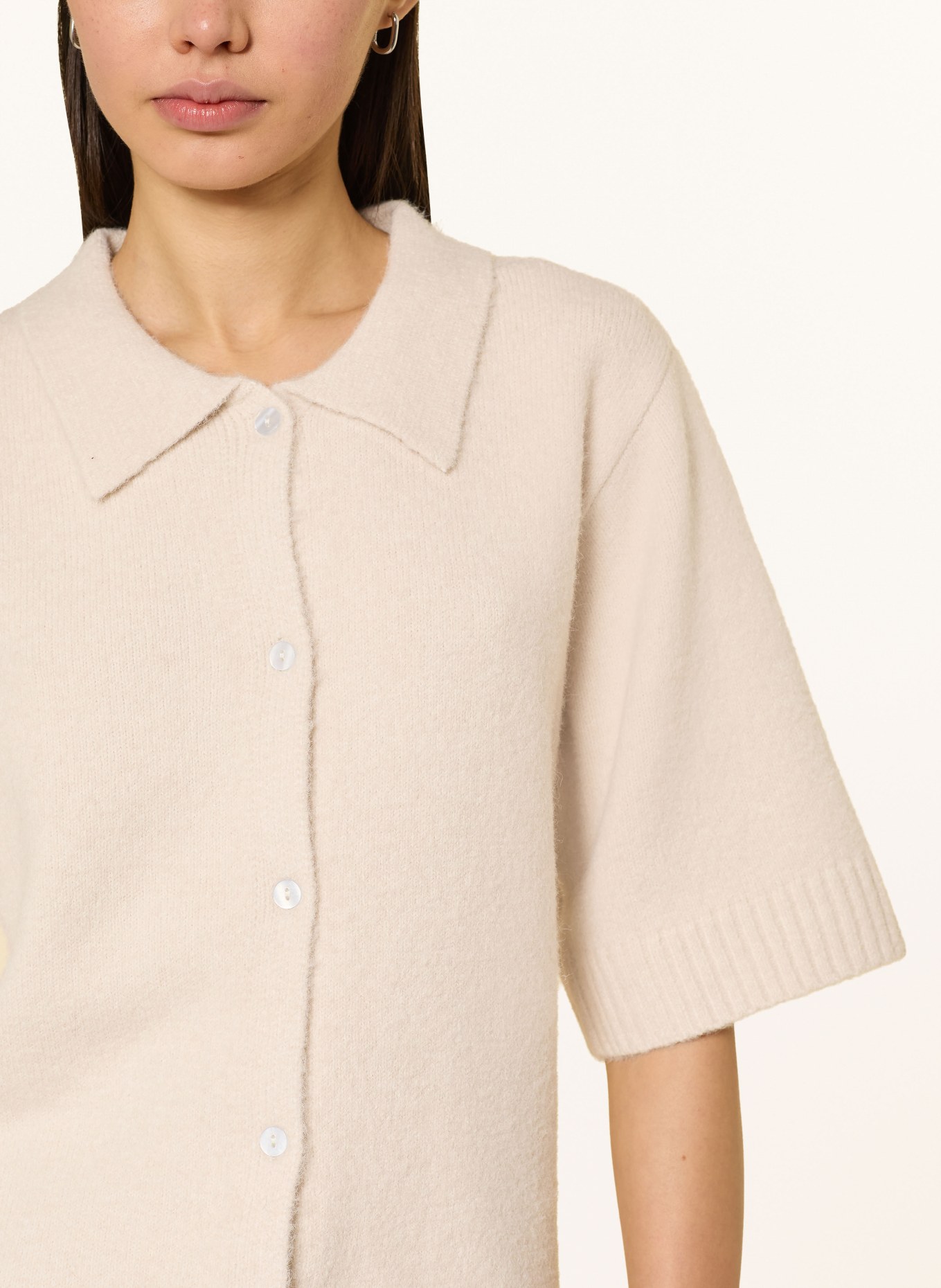 NEO NOIR CUNNA knit blouse with 3/4 sleeves: BEIGE