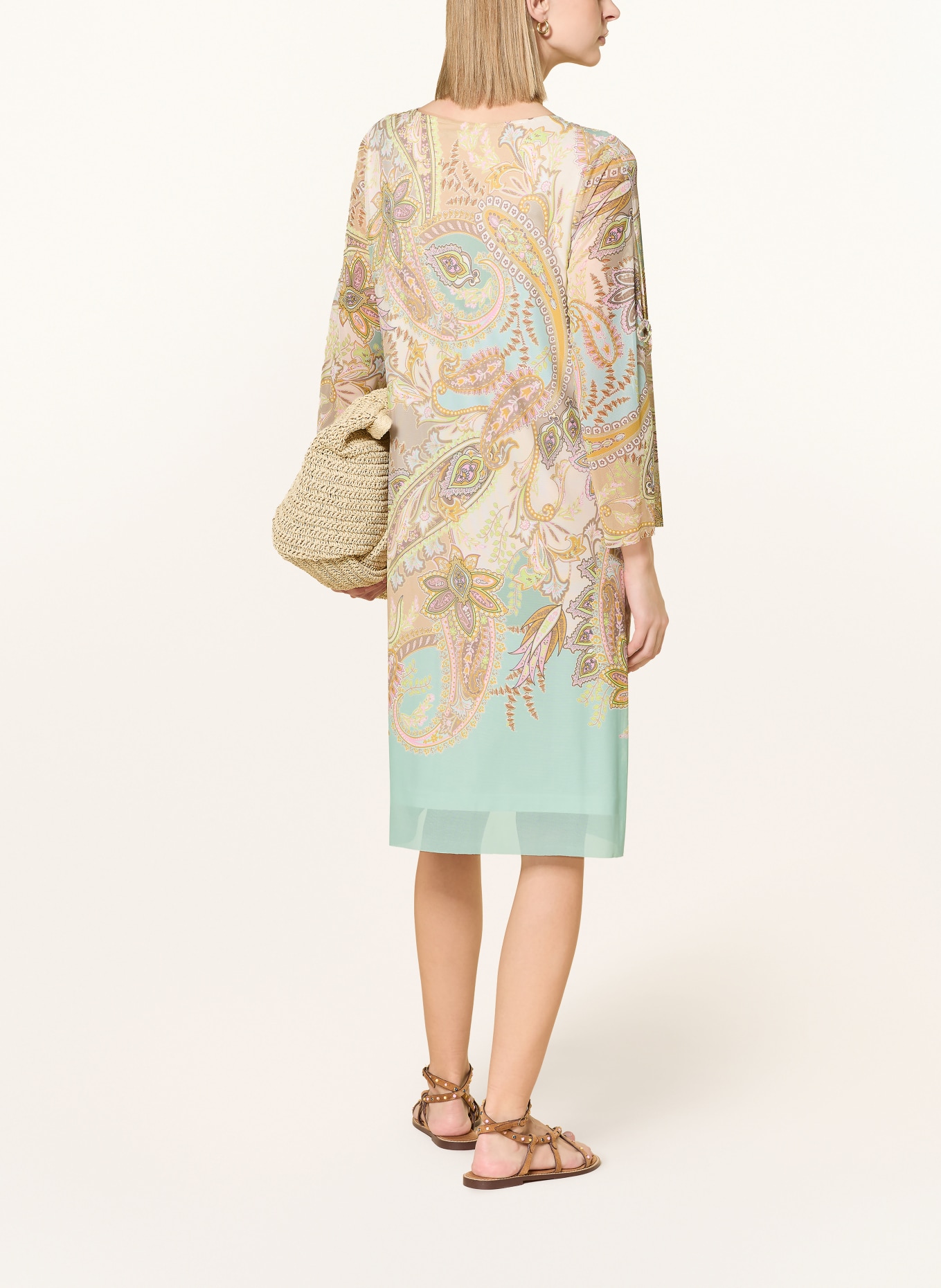 Ana Alcazar Mesh-Kleid: MINT / BEIGE / DUNKELGELB