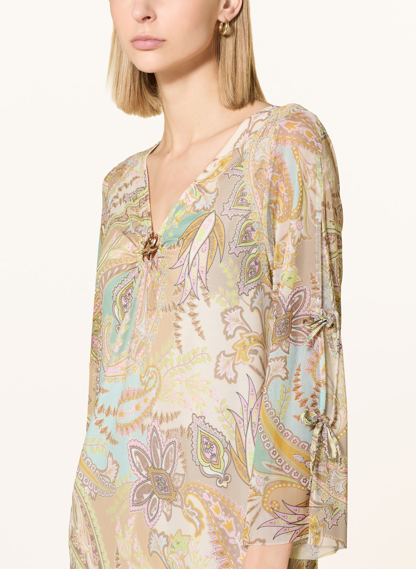 Ana Alcazar Mesh-Kleid: MINT / BEIGE / DUNKELGELB