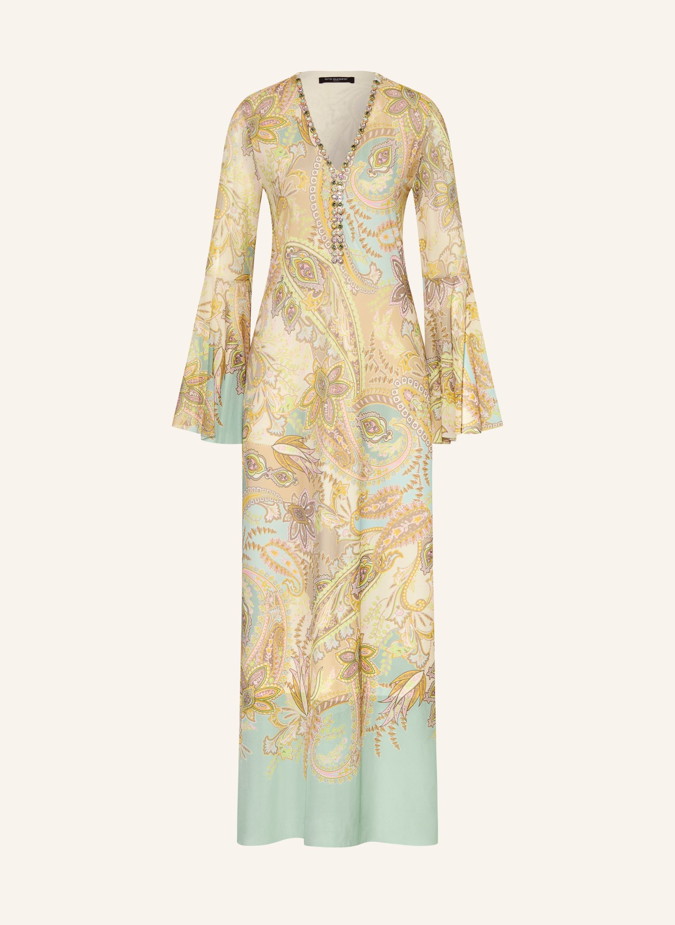 Ana Alcazar Mesh dress with gemstones: MINT / PINK / DARK YELLOW