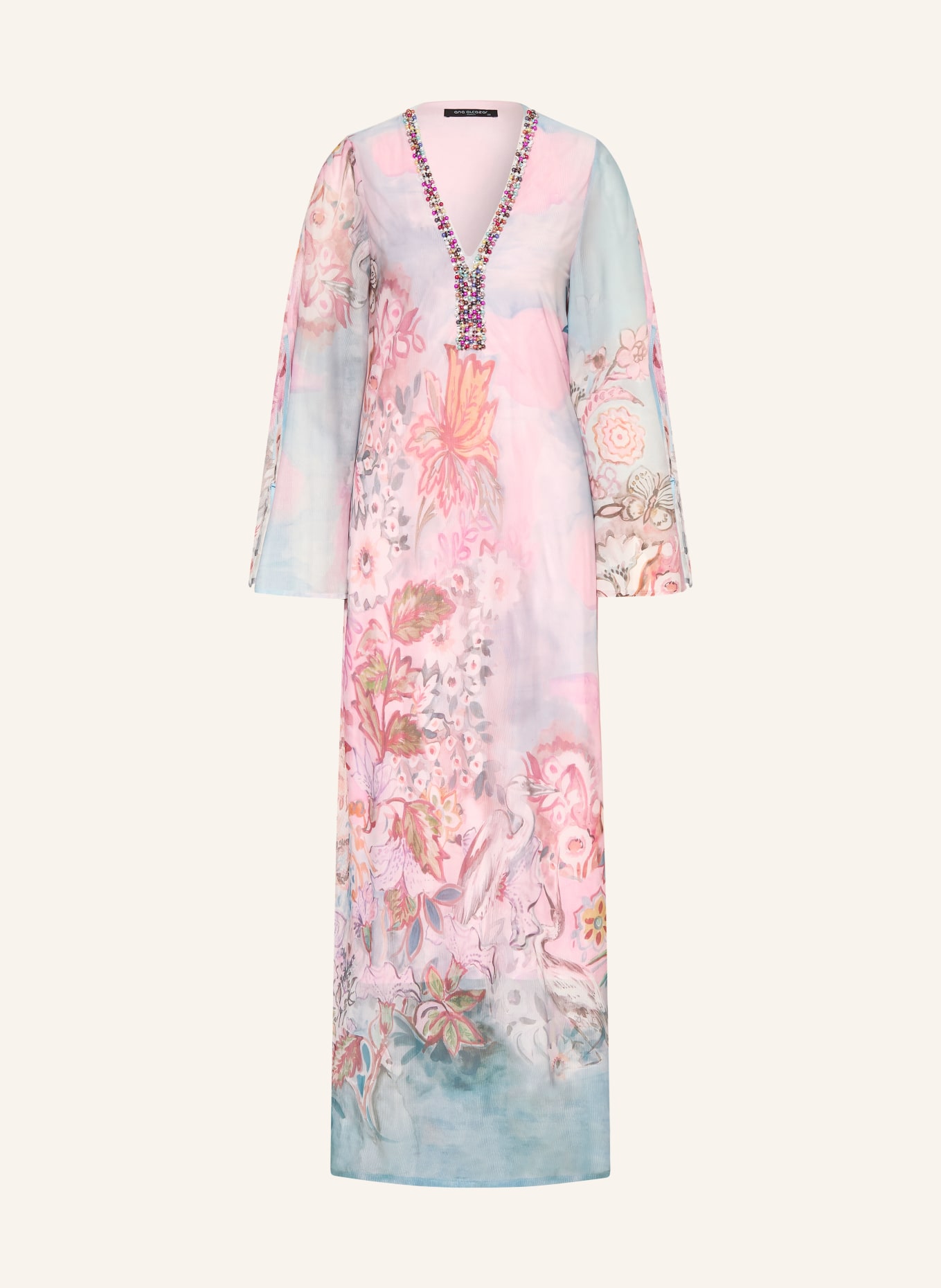 Ana Alcazar Robe en maille avec pierres précieuses: BLEU CLAIR / ROSE / GRIS CLAIR