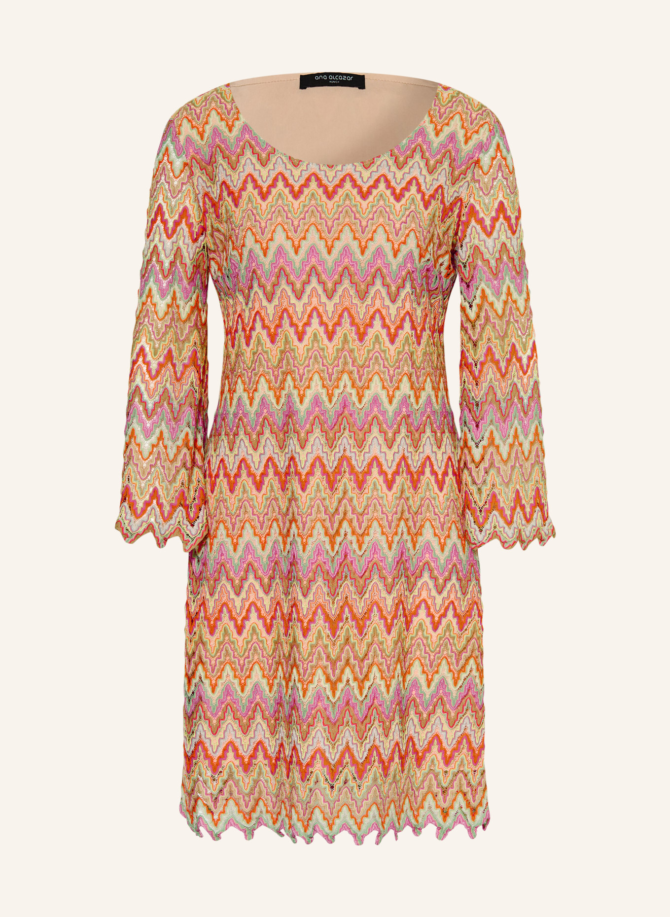 Ana Alcazar Robe avec fil pailleté: ORANGE / BEIGE / ROSE FUCHSIA