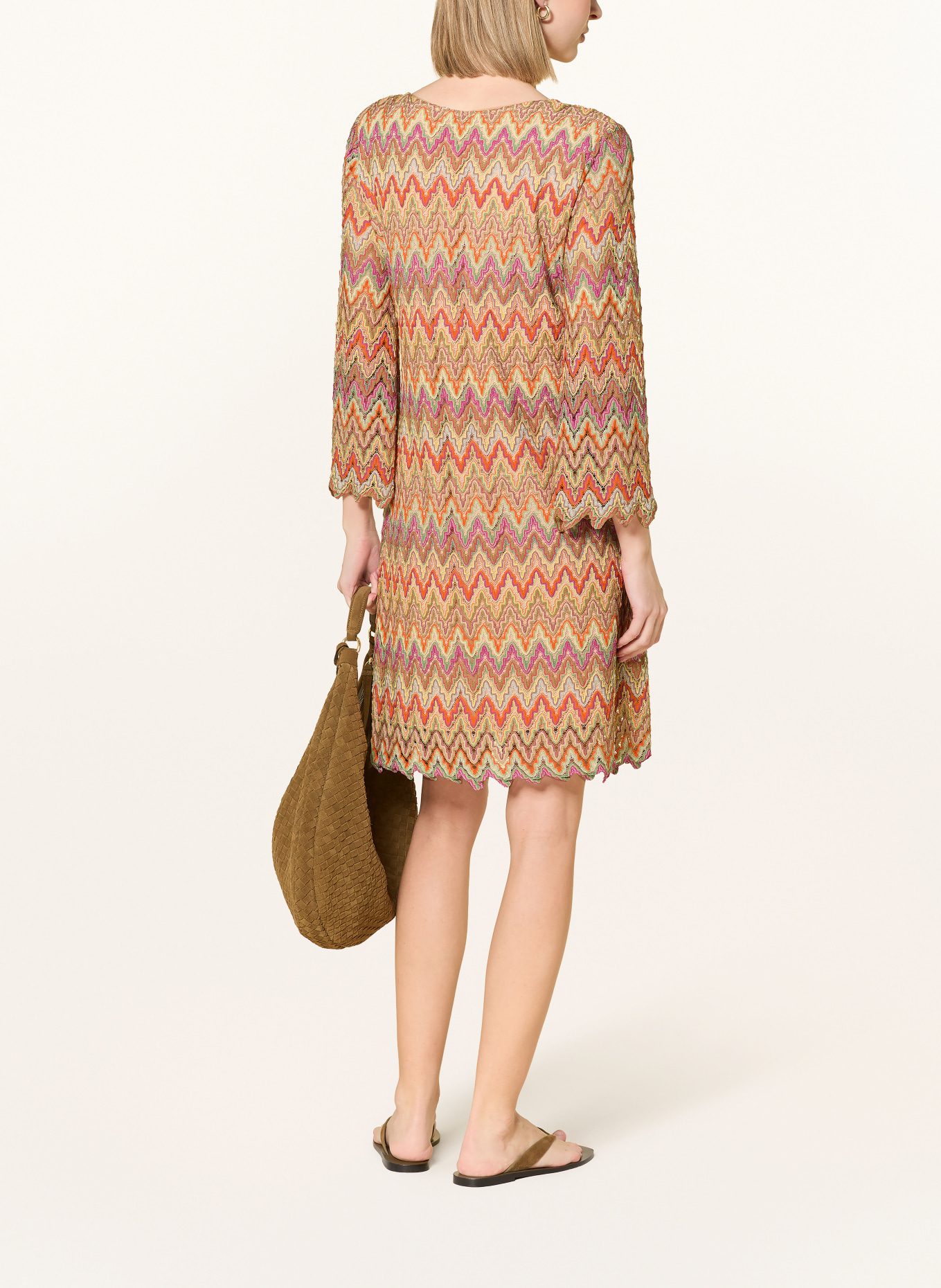 Ana Alcazar Robe avec fil pailleté: ORANGE / BEIGE / ROSE FUCHSIA