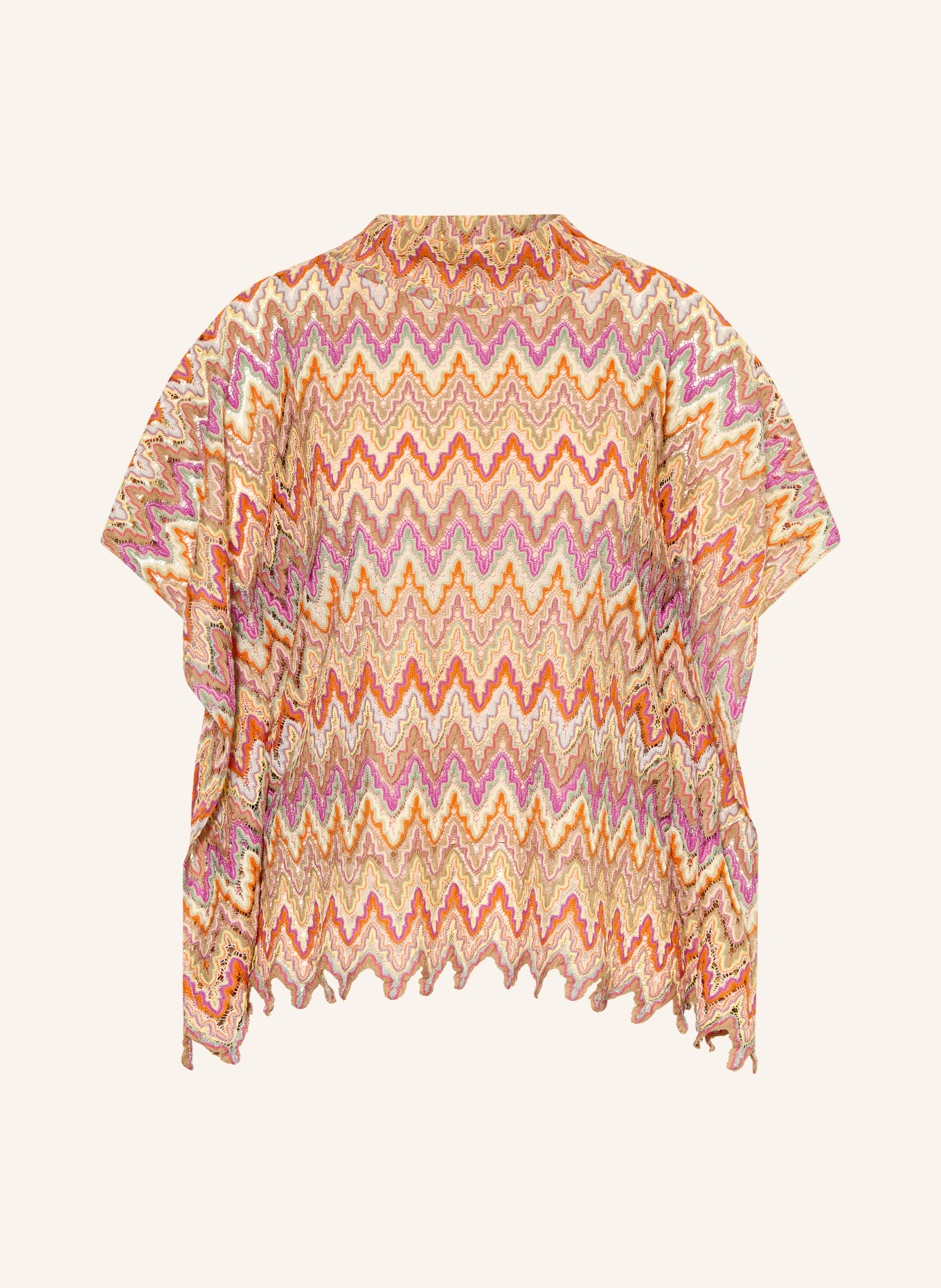 Ana Alcazar Blouse avec fil pailleté: ORANGE / BEIGE / ROSE FUCHSIA