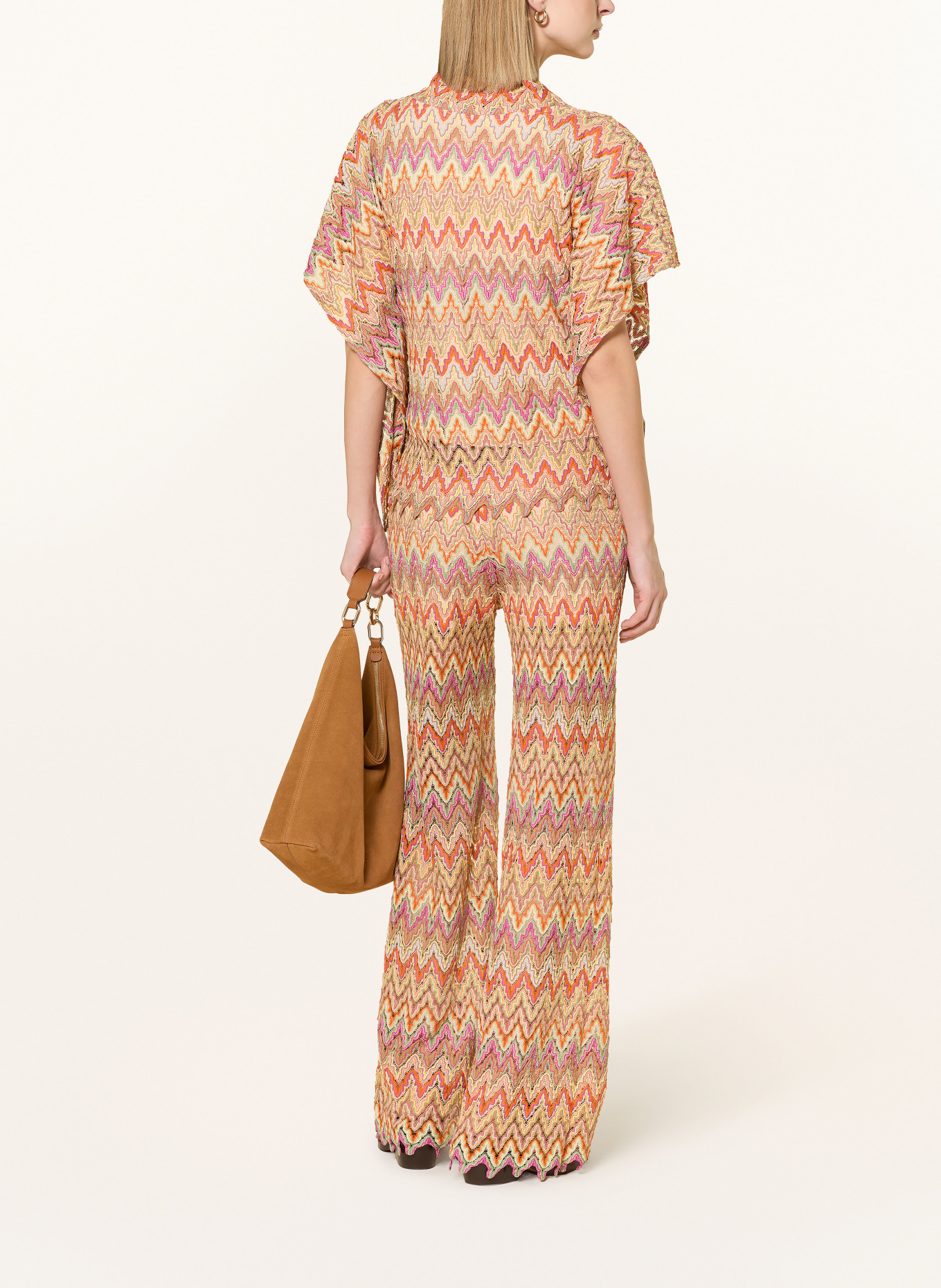 Ana Alcazar Blouse avec fil pailleté: ORANGE / BEIGE / ROSE FUCHSIA