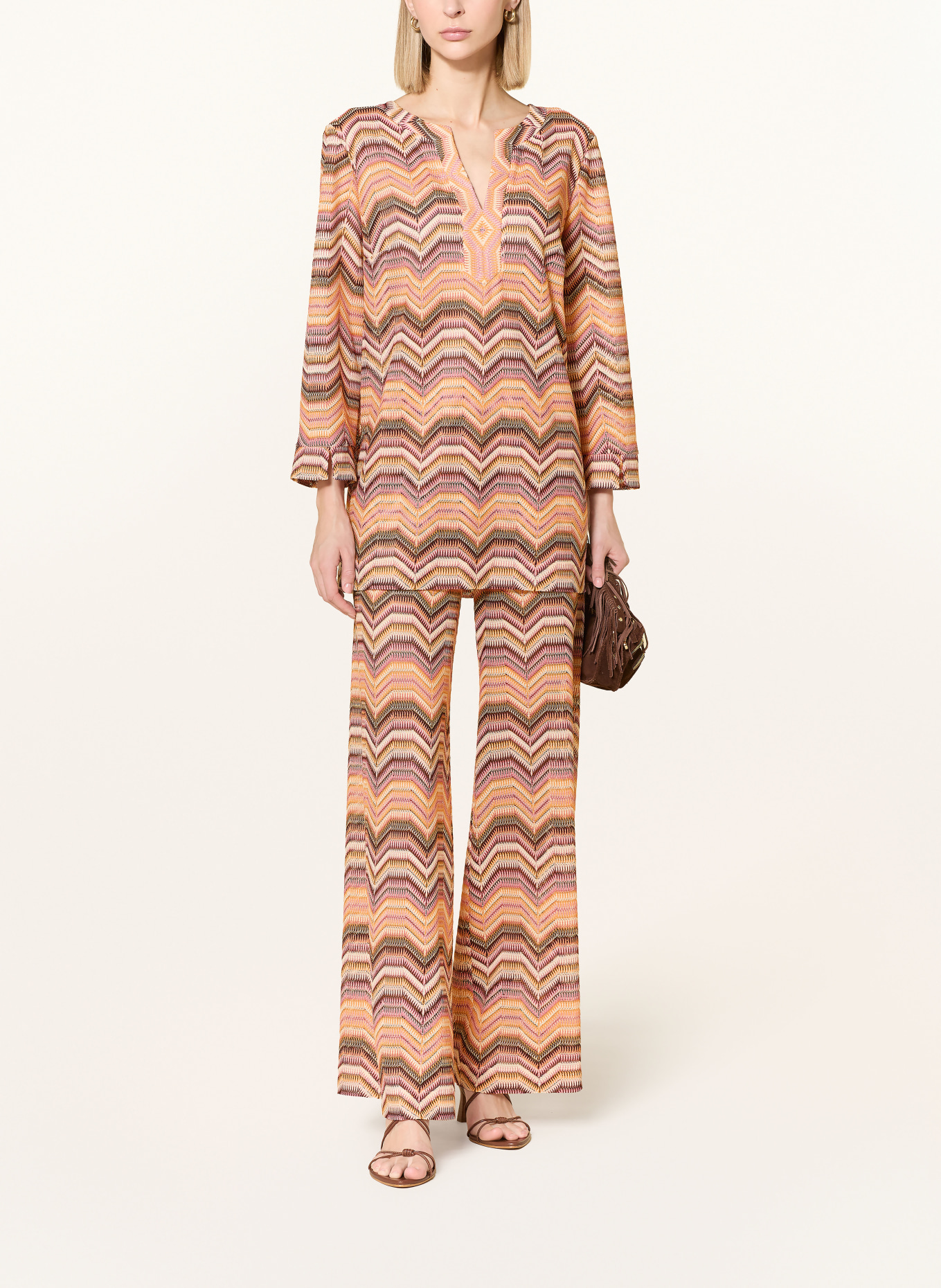 Ana Alcazar Marlenehose: ORANGE / CREME / DUNKELLILA