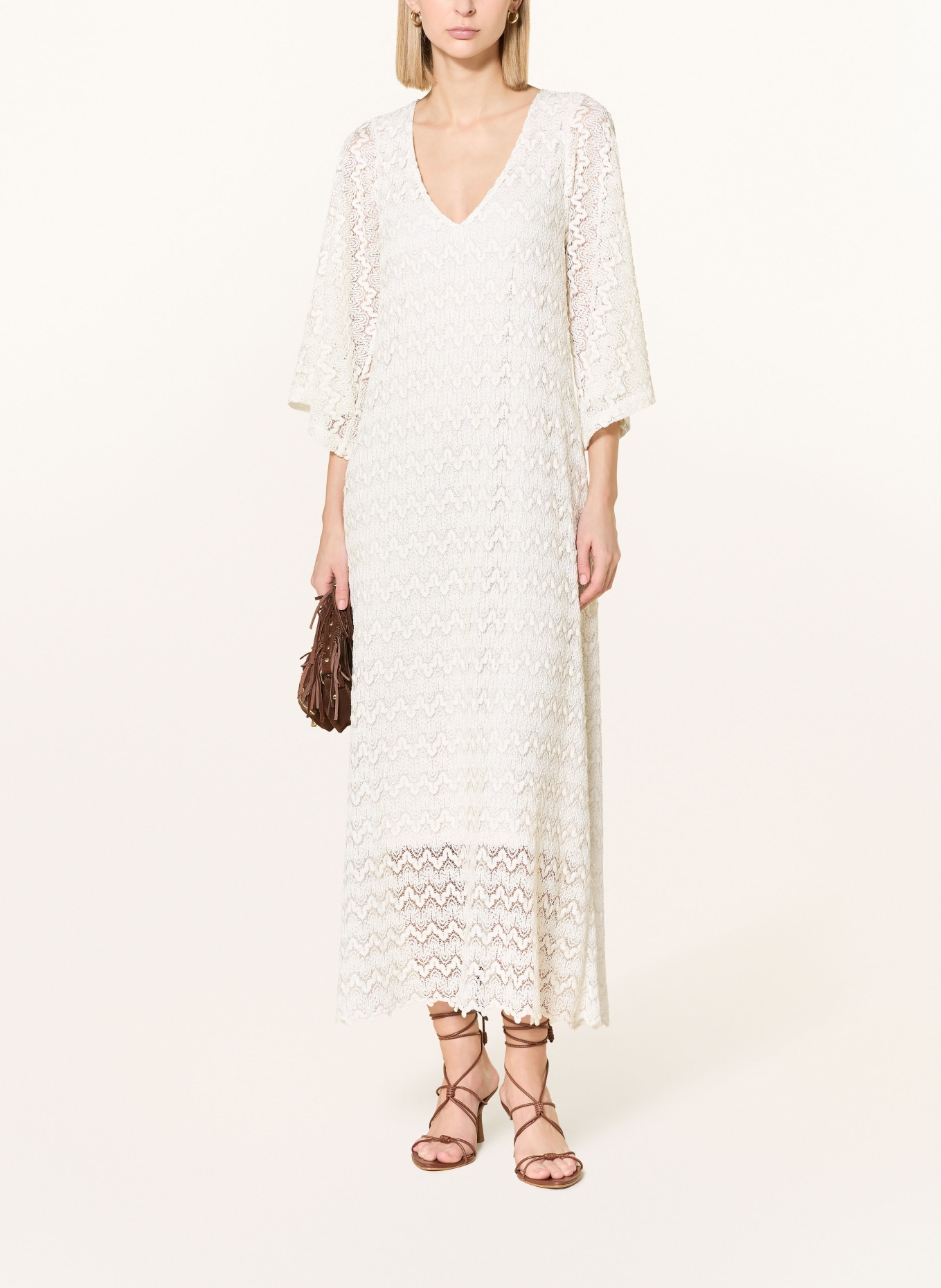 Ana Alcazar Robe en dentelle à manches 3/4: ÉCRU