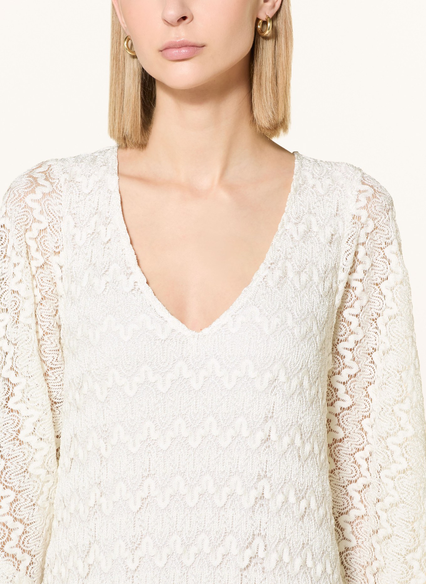 Ana Alcazar Robe en dentelle à manches 3/4: ÉCRU