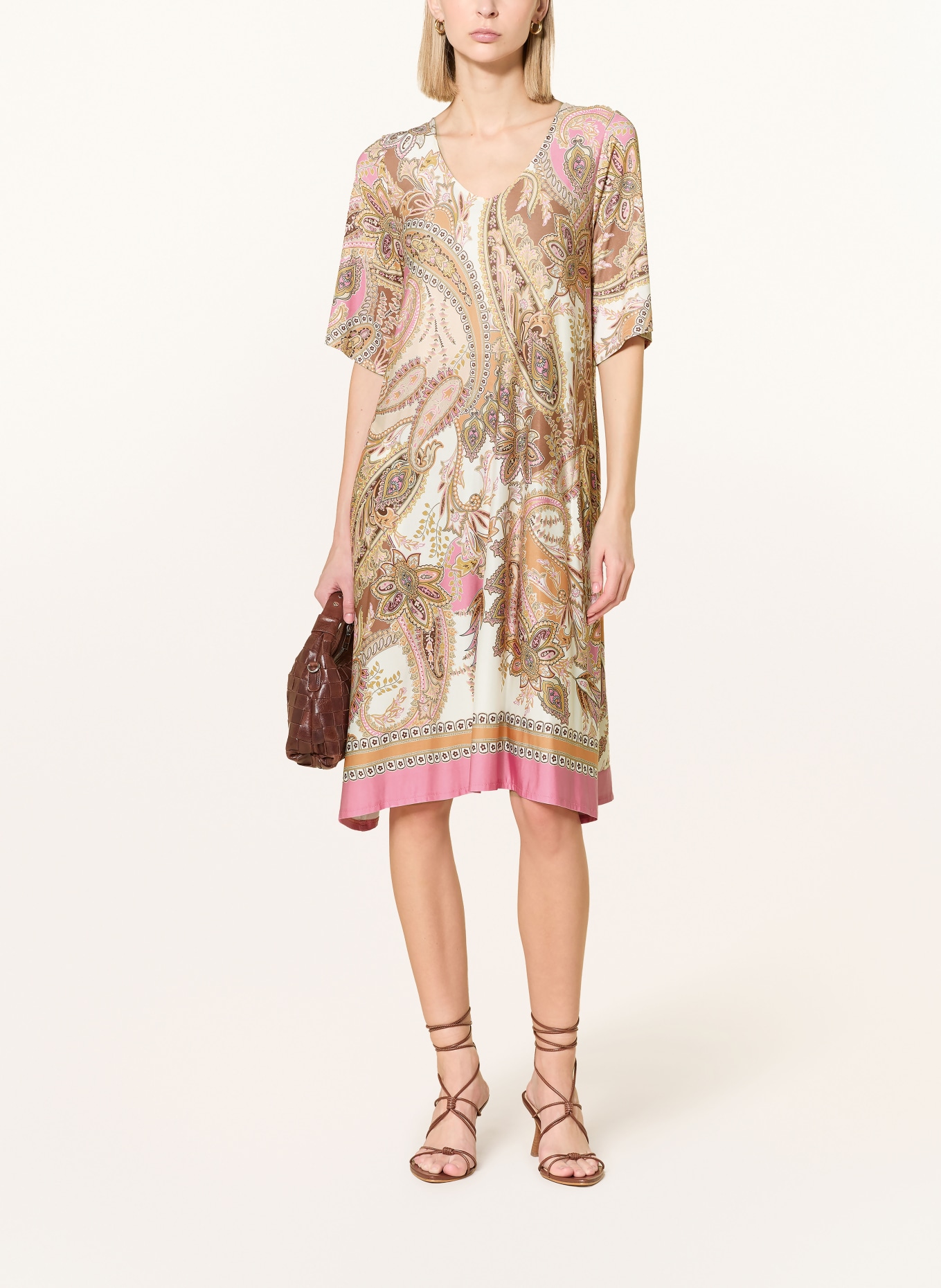 Ana Alcazar jersey dress: DARK ORANGE / PINK / ECRU