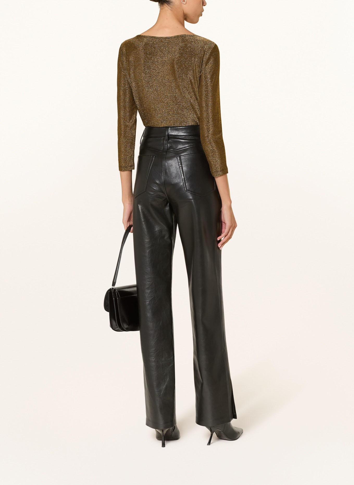 HOBBS Shirt SONYA mit 3/4-Arm und Glitzergarn: GOLD / SCHWARZ