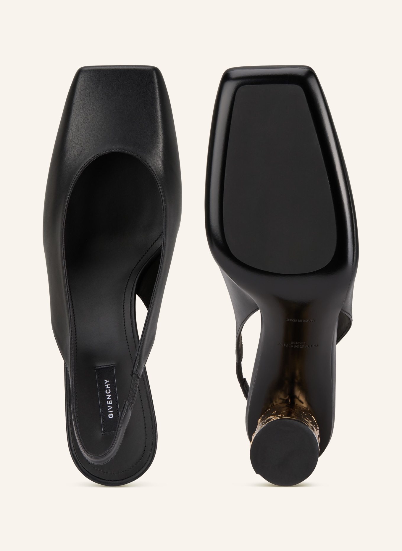 GIVENCHY slingback pumps: BLACK / GOLD