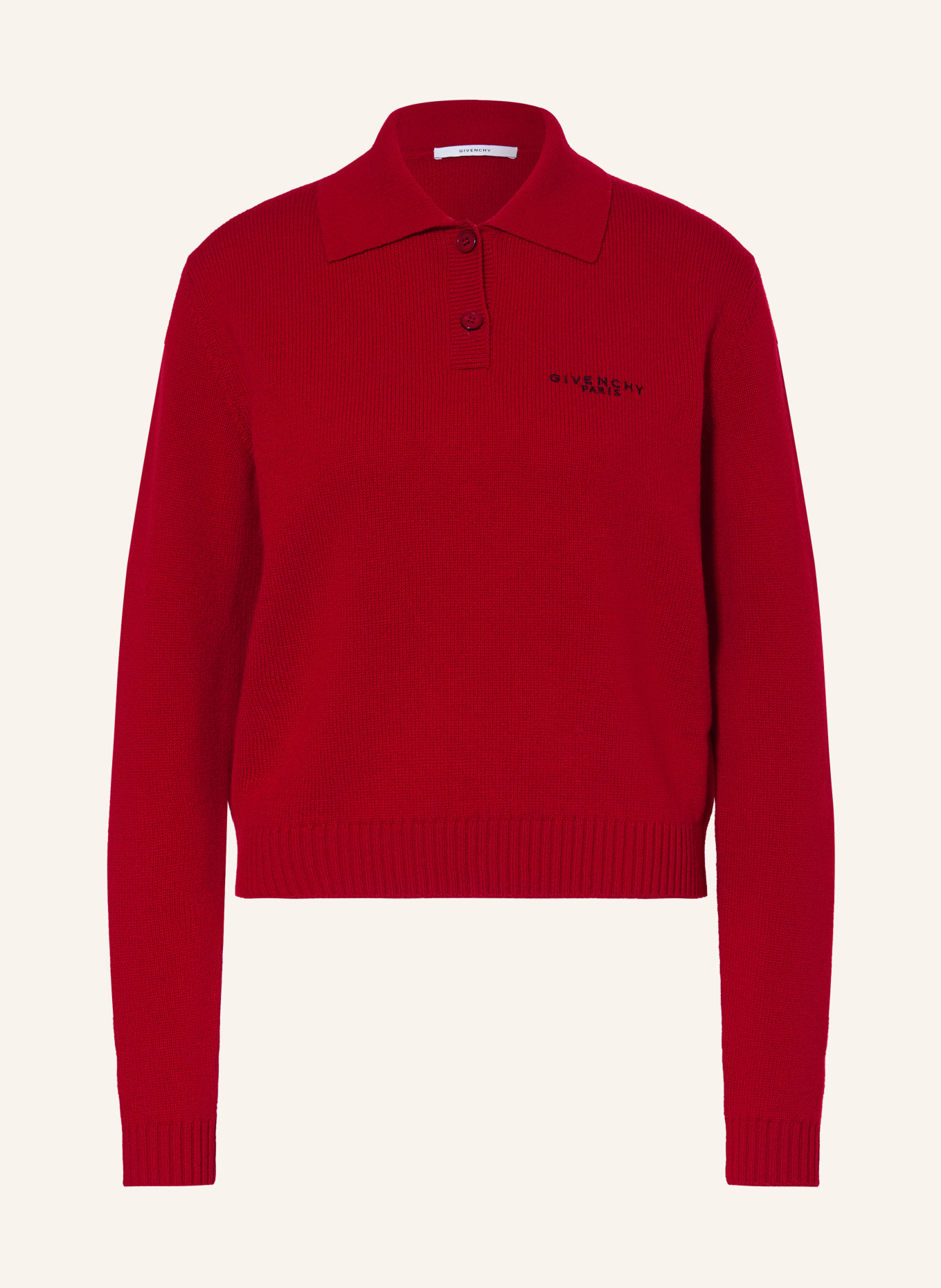 GIVENCHY Strick-Poloshirt mit Cashmere: DUNKELROT / SCHWARZ