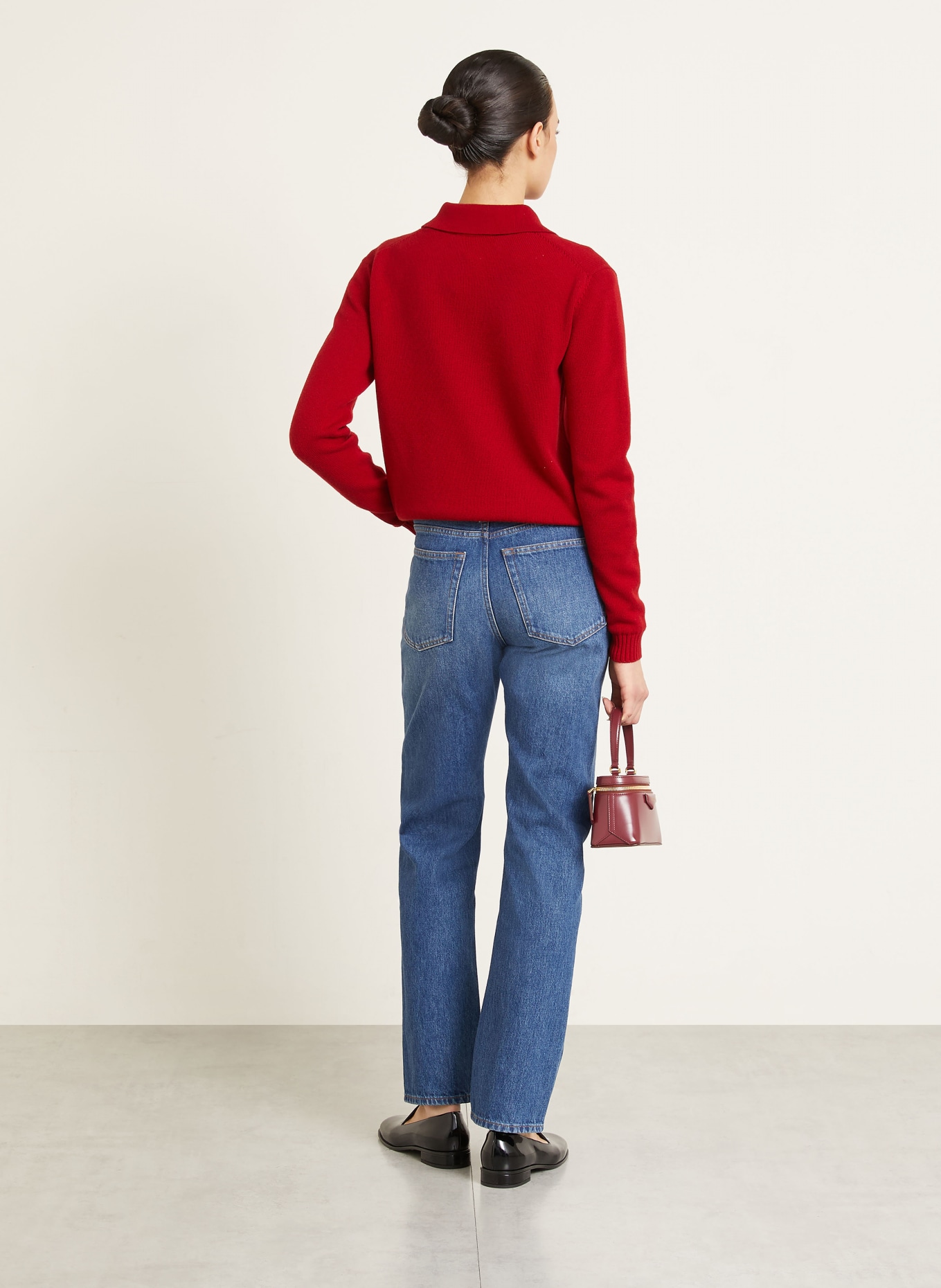 GIVENCHY Strick-Poloshirt mit Cashmere: DUNKELROT / SCHWARZ