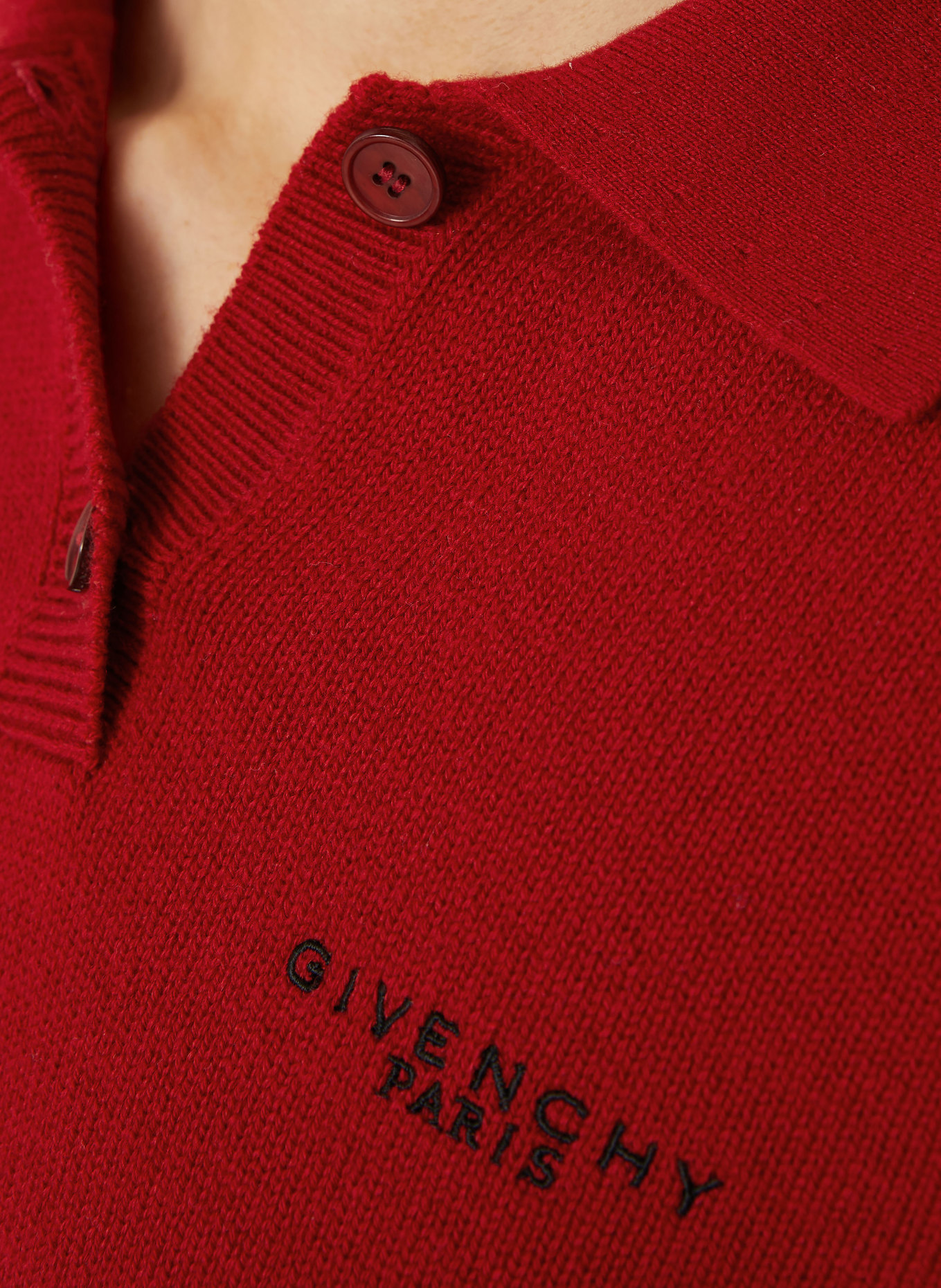 GIVENCHY Strick-Poloshirt mit Cashmere: DUNKELROT / SCHWARZ