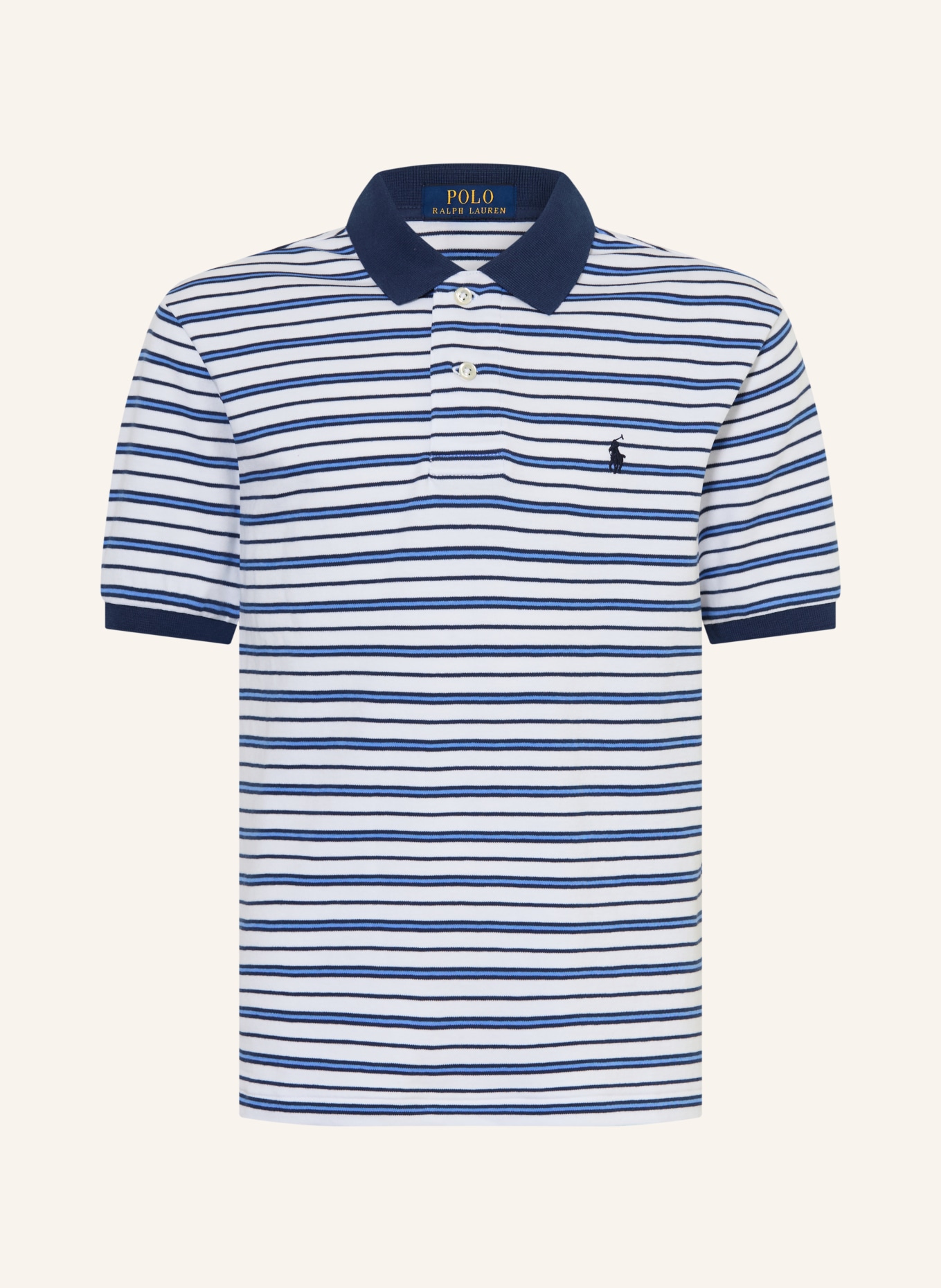 POLO RALPH LAUREN Jerseyové polo tričko: BÍLÁ / TMAVĚ MODRÁ / MODRÁ