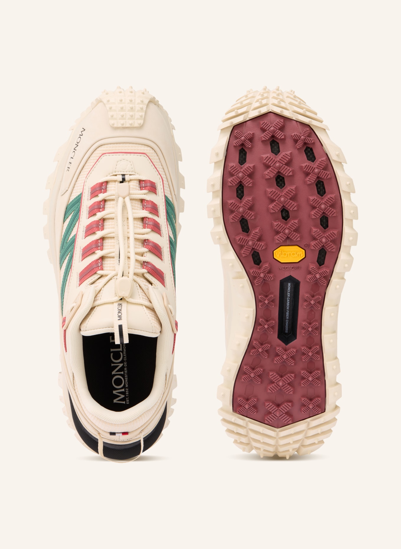 MONCLER Buty sportowe TRAILGRIP: BEŻOWY / CZERWONY / ZIELONY
