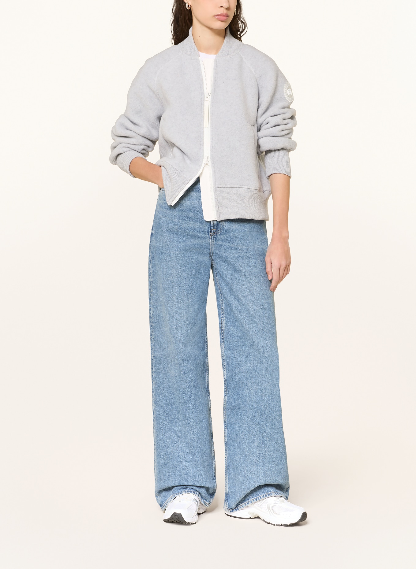 CANADA GOOSE Fleecová bunda SIERRA: ŠEDÁ / BÍLÁ