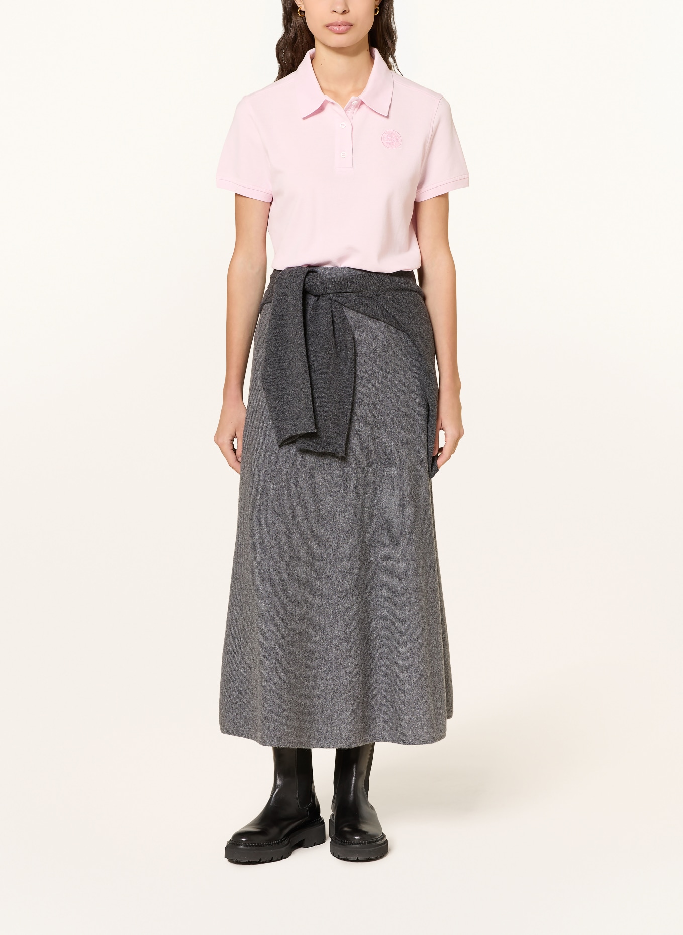 CANADA GOOSE Koszulka polo z pikowanym wzorem ALMIRA: JASNORÓŻOWY