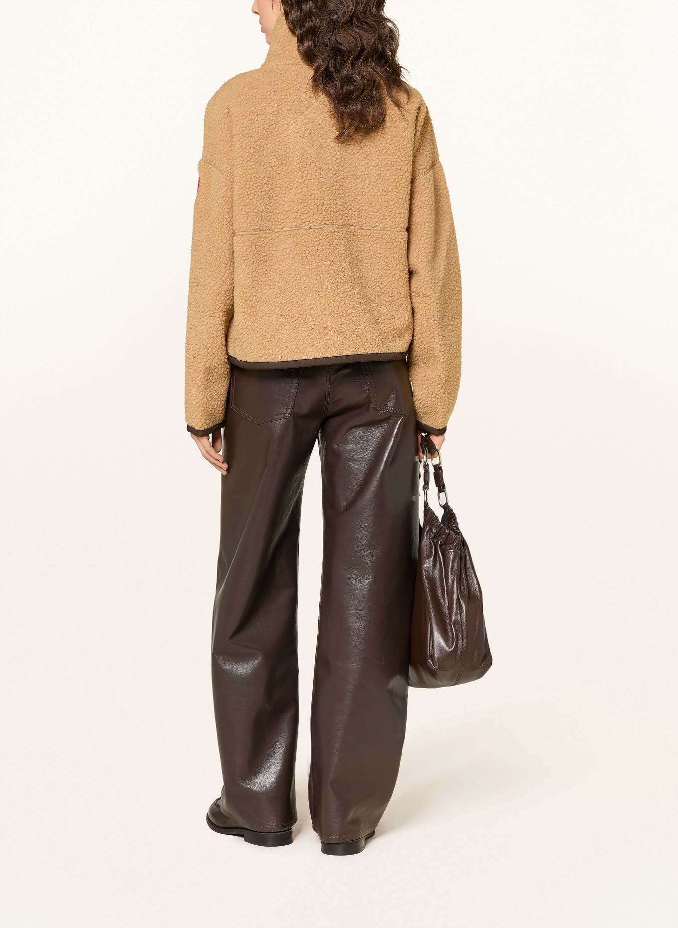 CANADA GOOSE Bunda z medvídčí kůže SIMCOE: BÉŽOVÁ / TMAVĚ HNĚDÁ