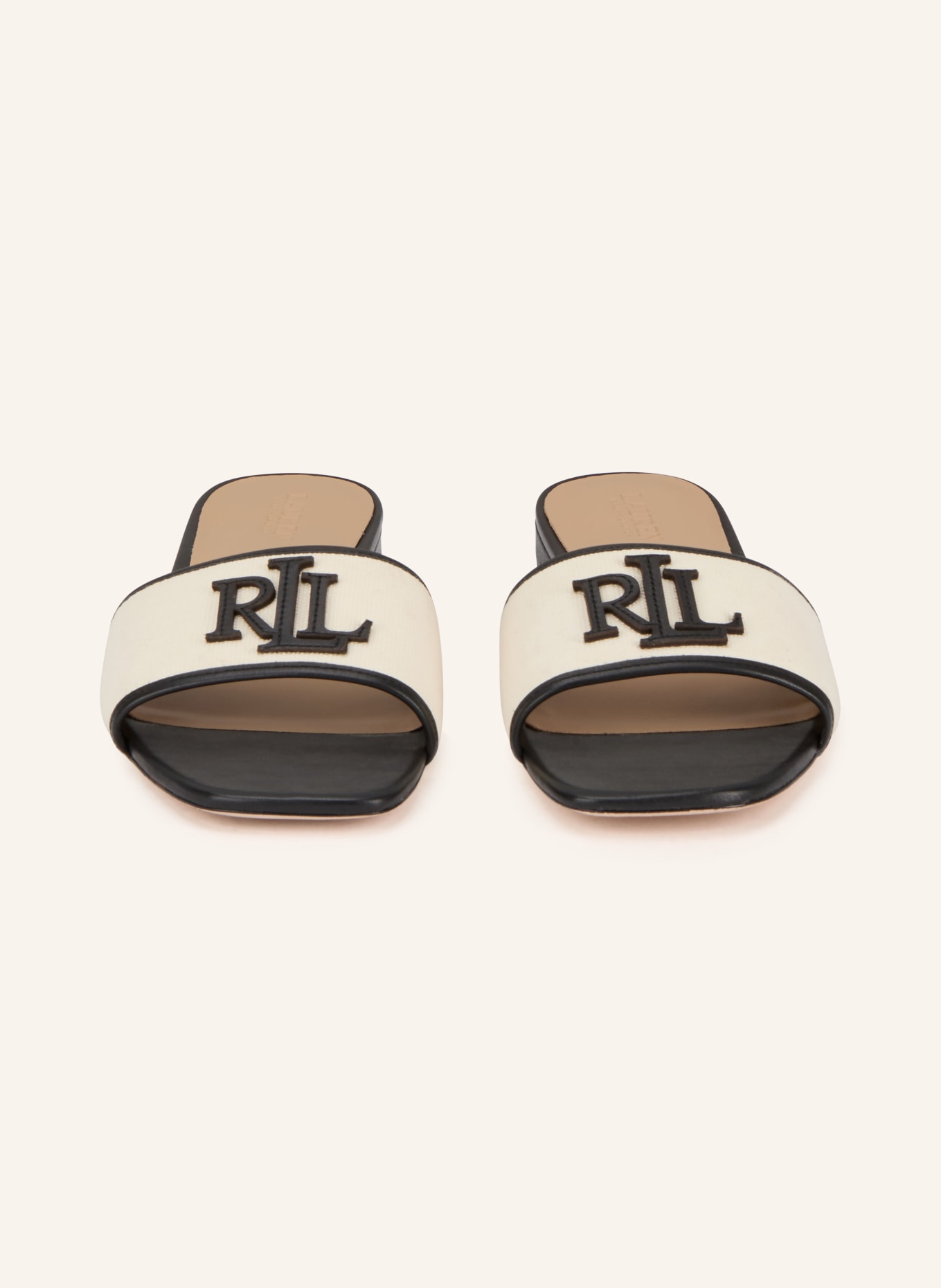 LAUREN RALPH LAUREN Klapki EVERLEY: CZARNY / KREMOWY