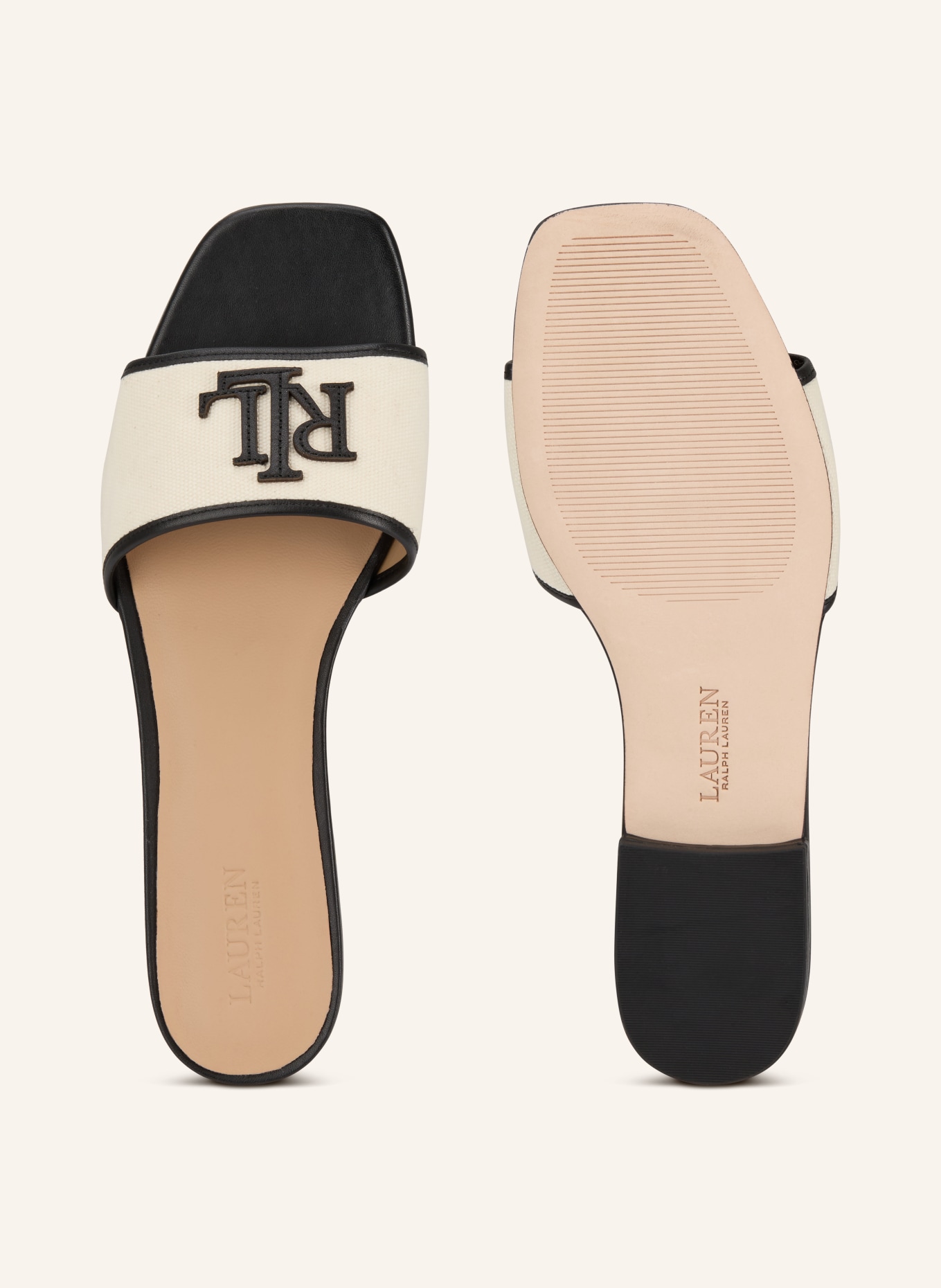 LAUREN RALPH LAUREN Klapki EVERLEY: CZARNY / KREMOWY
