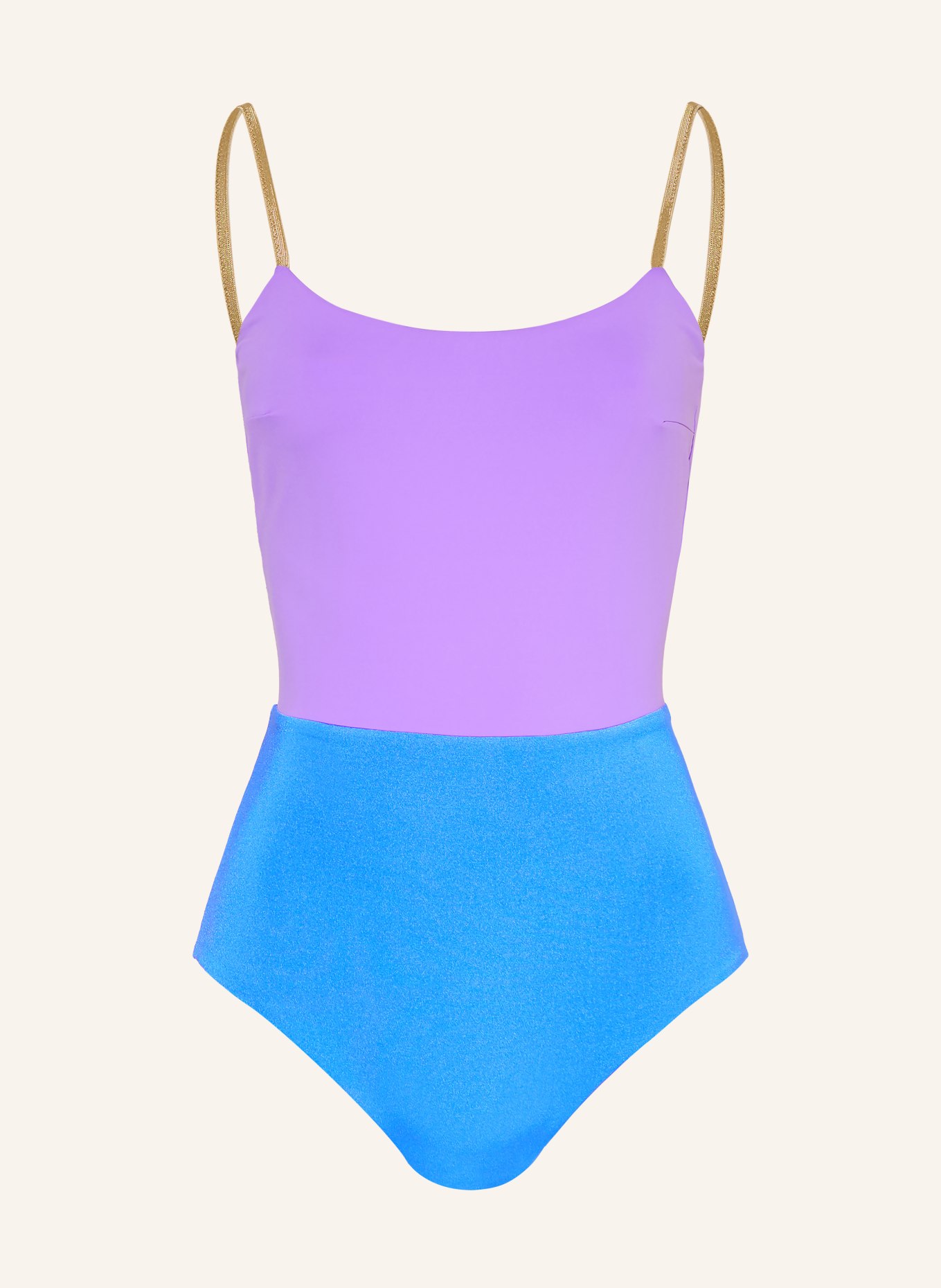 MYMARINI Strój kąpielowy SHINE dwustronny z ochroną UV 50+: NIEBIESKI / JASNOFIOLETOWY