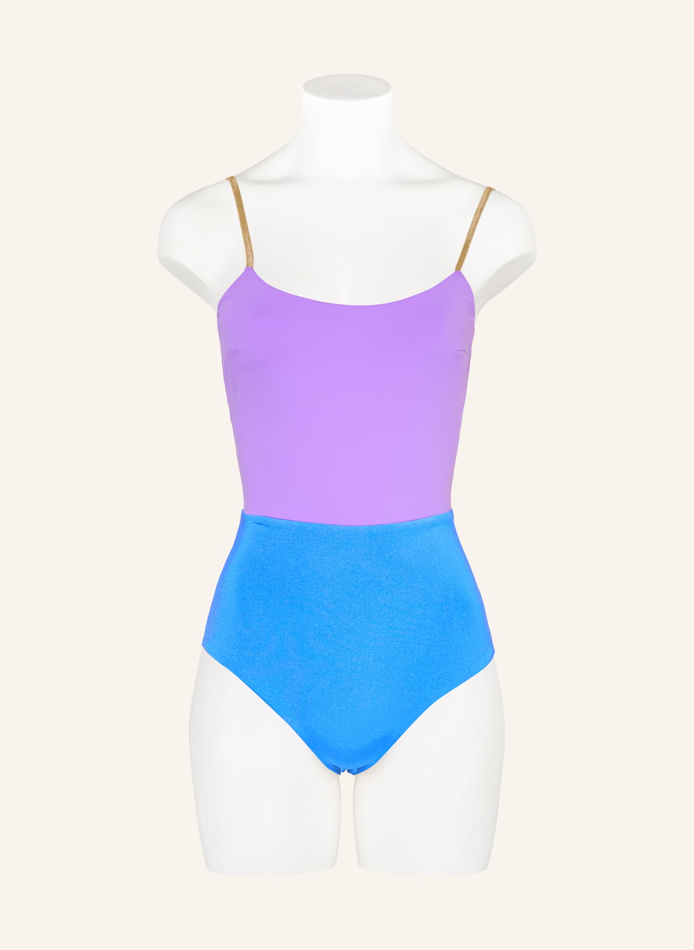 MYMARINI Strój kąpielowy SHINE dwustronny z ochroną UV 50+: NIEBIESKI / JASNOFIOLETOWY