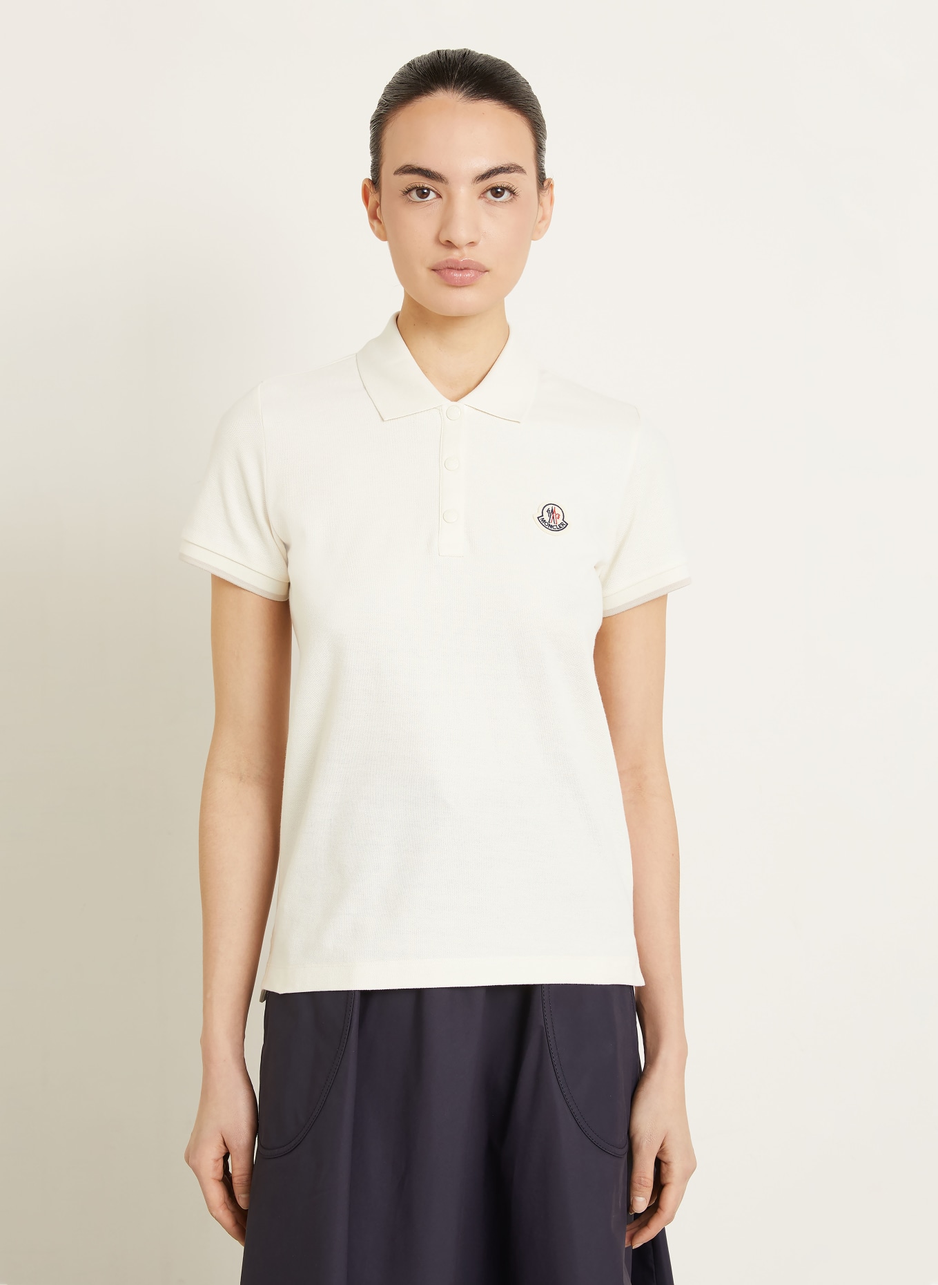 MONCLER Piqué-Poloshirt: ECRU