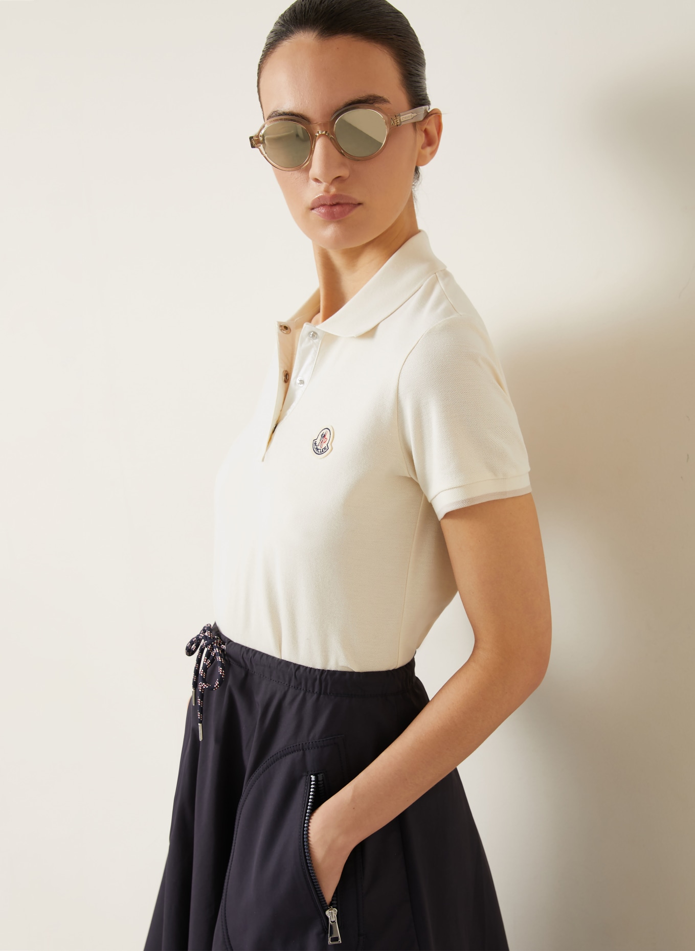 MONCLER Piqué-Poloshirt: ECRU