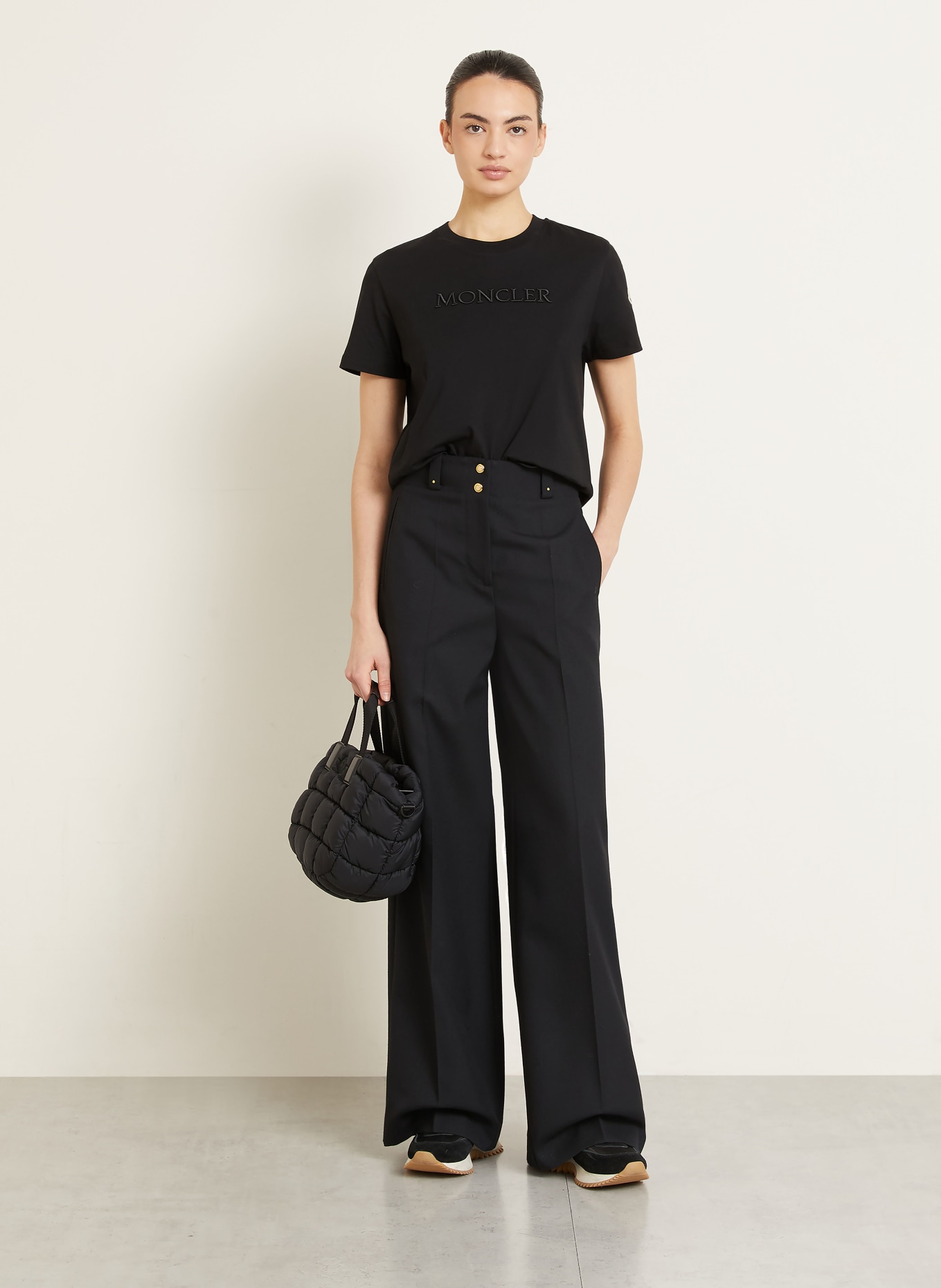 MONCLER tričko: ČERNÁ