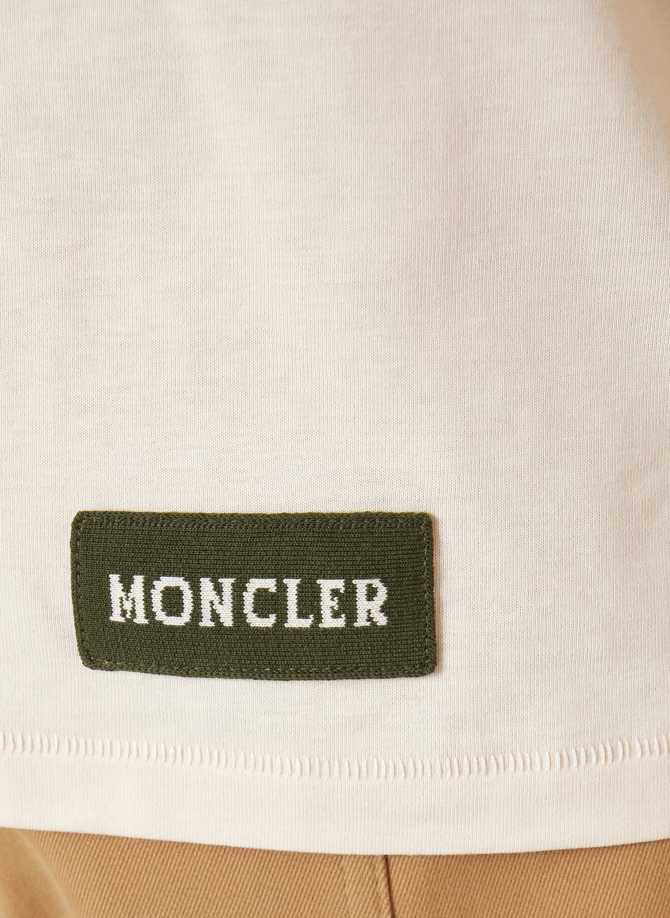 MONCLER T-Shirt im Materialmix: CREME