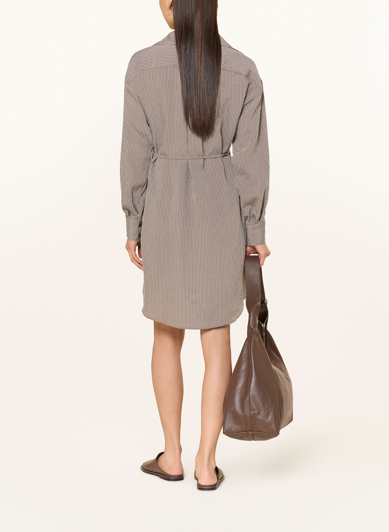 Marc O'Polo Hemdblusenkleid: TAUPE / WEISS