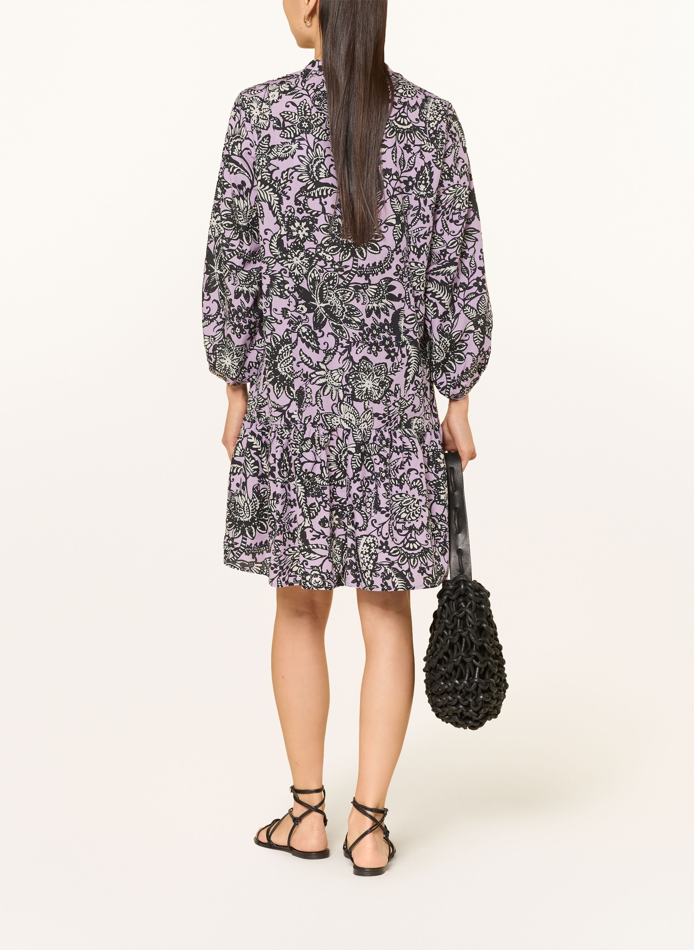 Marc O'Polo Šaty s 3/4 rukávy a volánky: SVĚTLE FIALOVÁ / BÍLÁ / ČERNÁ