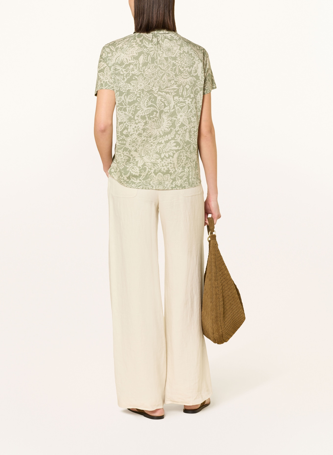 Marc O'Polo Blusenshirt aus Jersey: HELLGRÜN / CREME