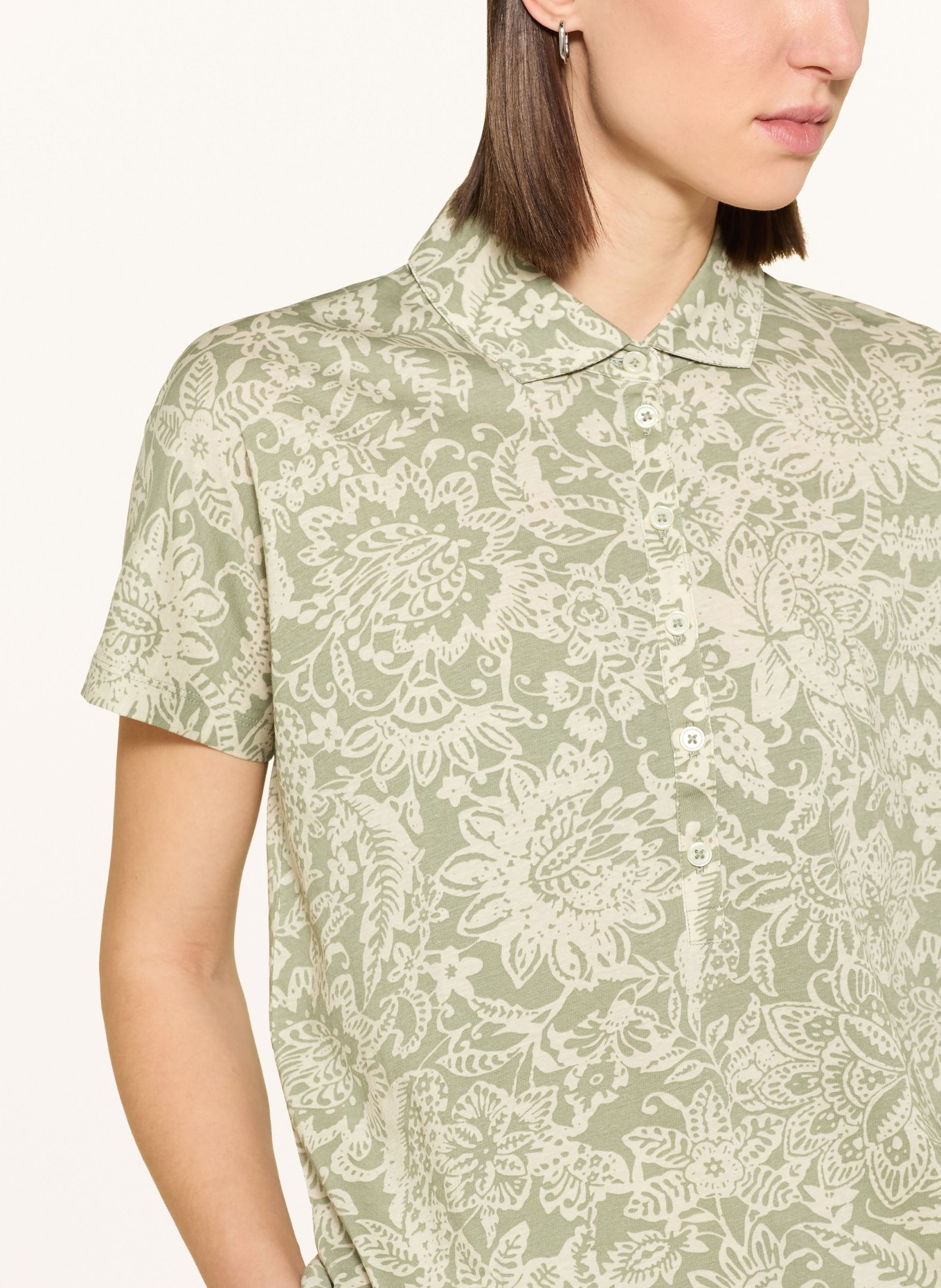 Marc O'Polo Blusenshirt aus Jersey: HELLGRÜN / CREME