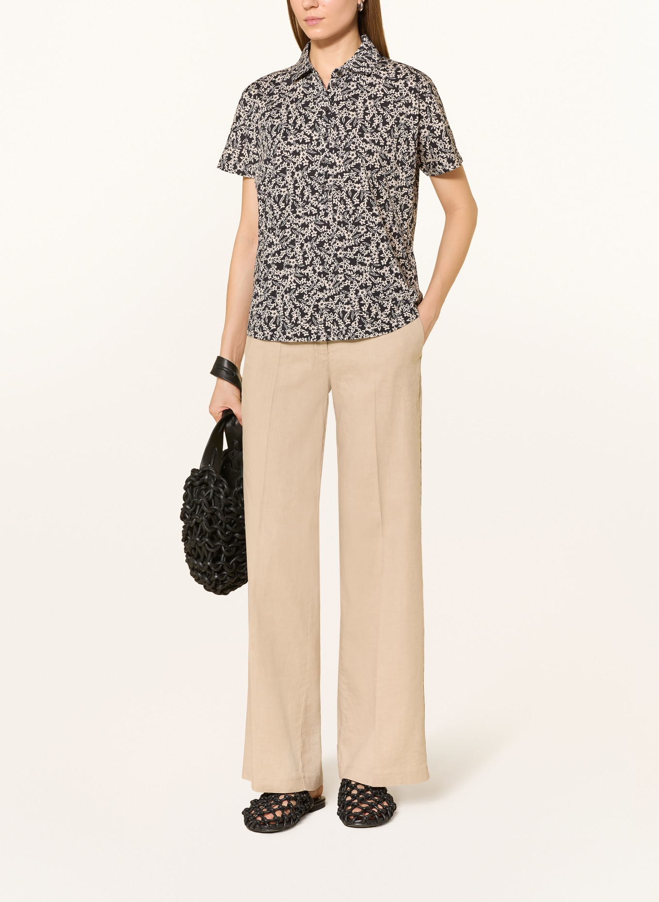 Marc O'Polo Blusenshirt aus Jersey: SCHWARZ / WEISS