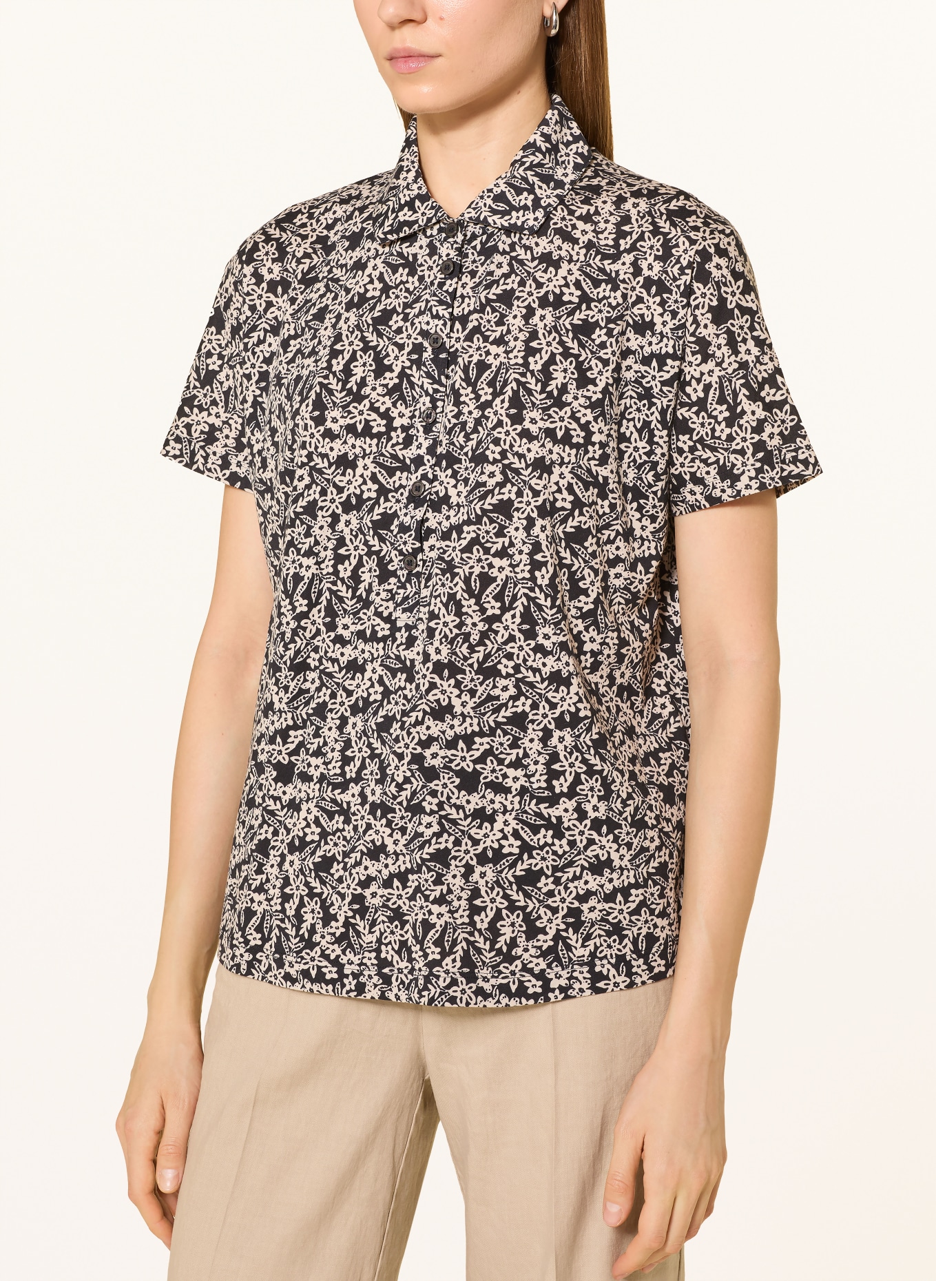 Marc O'Polo Blusenshirt aus Jersey: SCHWARZ / WEISS