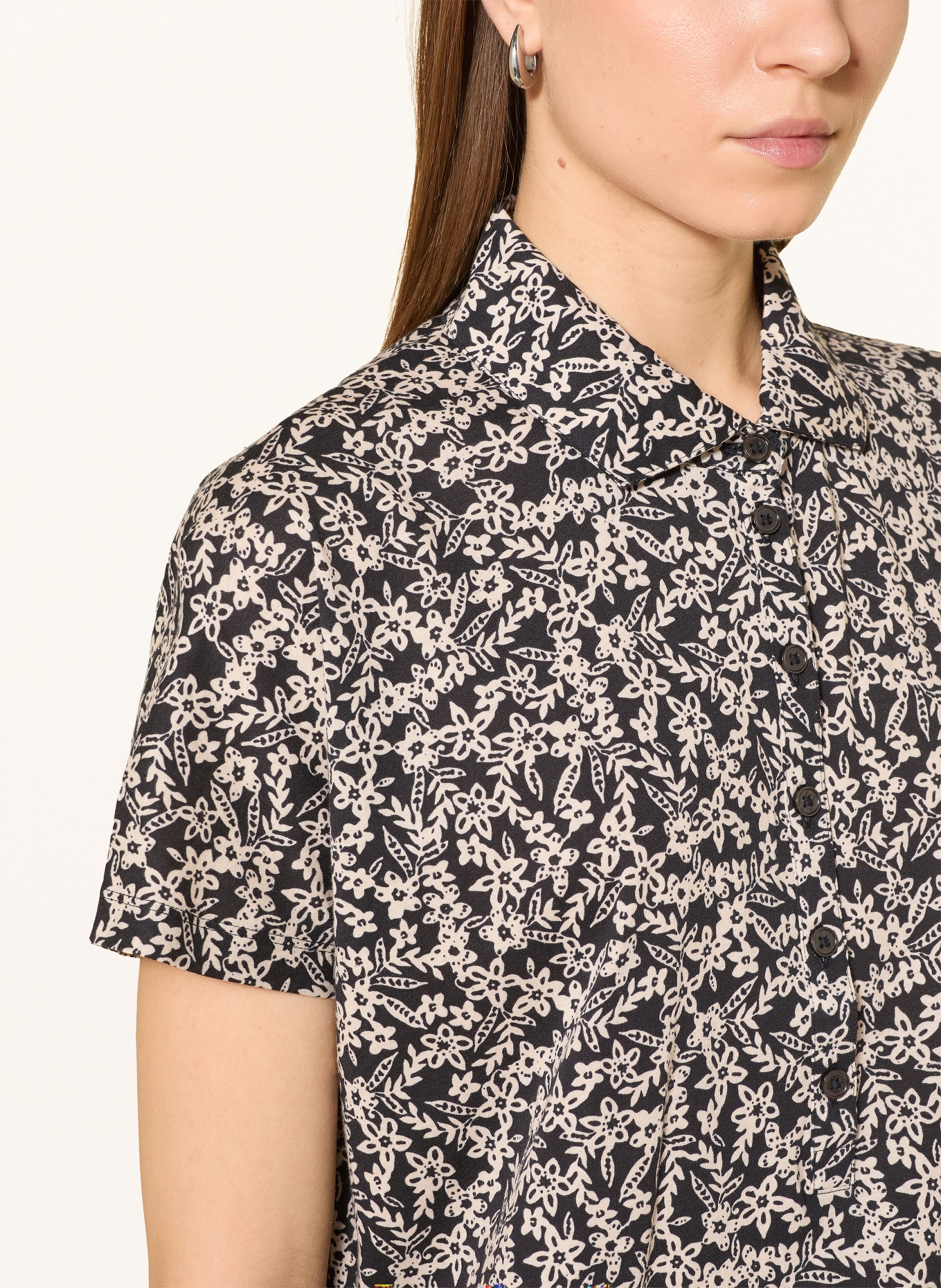 Marc O'Polo Blusenshirt aus Jersey: SCHWARZ / WEISS