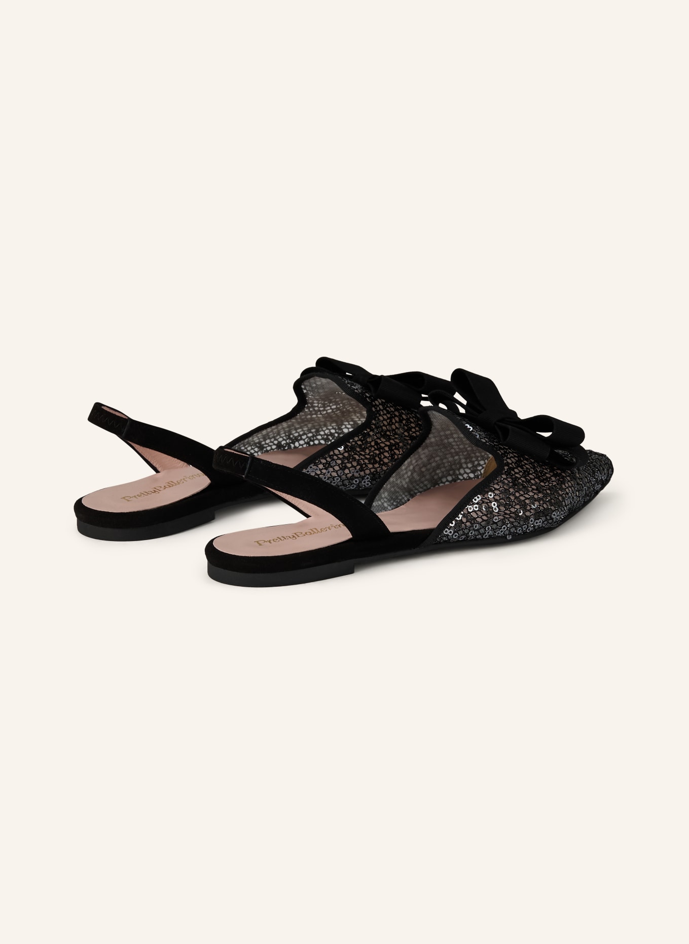 Pretty Ballerinas MERLE slingback ballerinas with sequins: DARK GRAY / BLACK