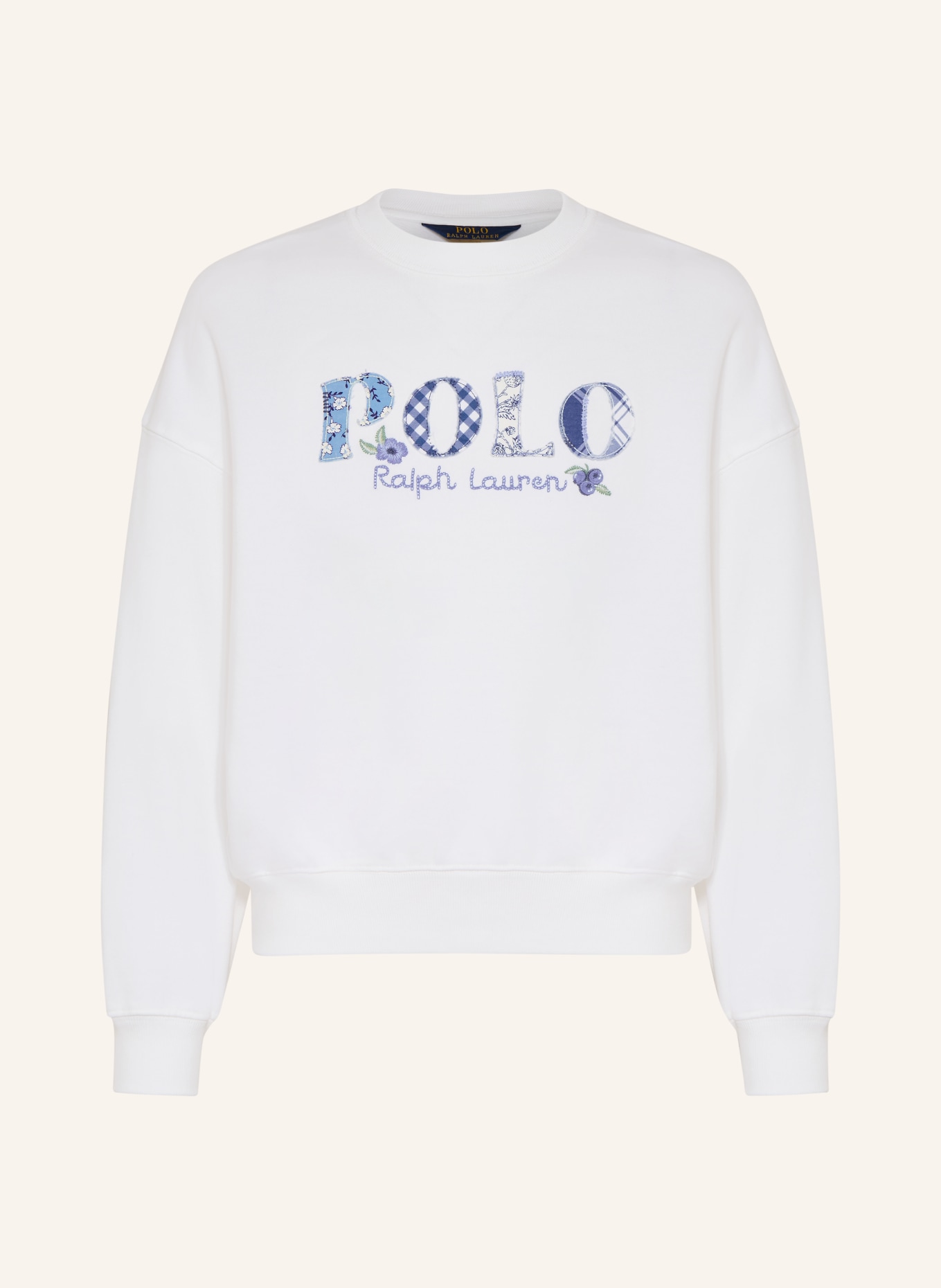 POLO RALPH LAUREN Sweatshirt: ECRU / HELLBLAU