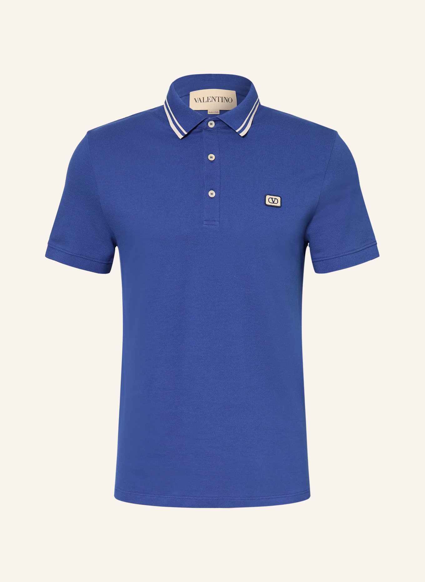 VALENTINO Koszulka polo z pikowanym wzorem VLOGO SIGNATURE: NIEBIESKI