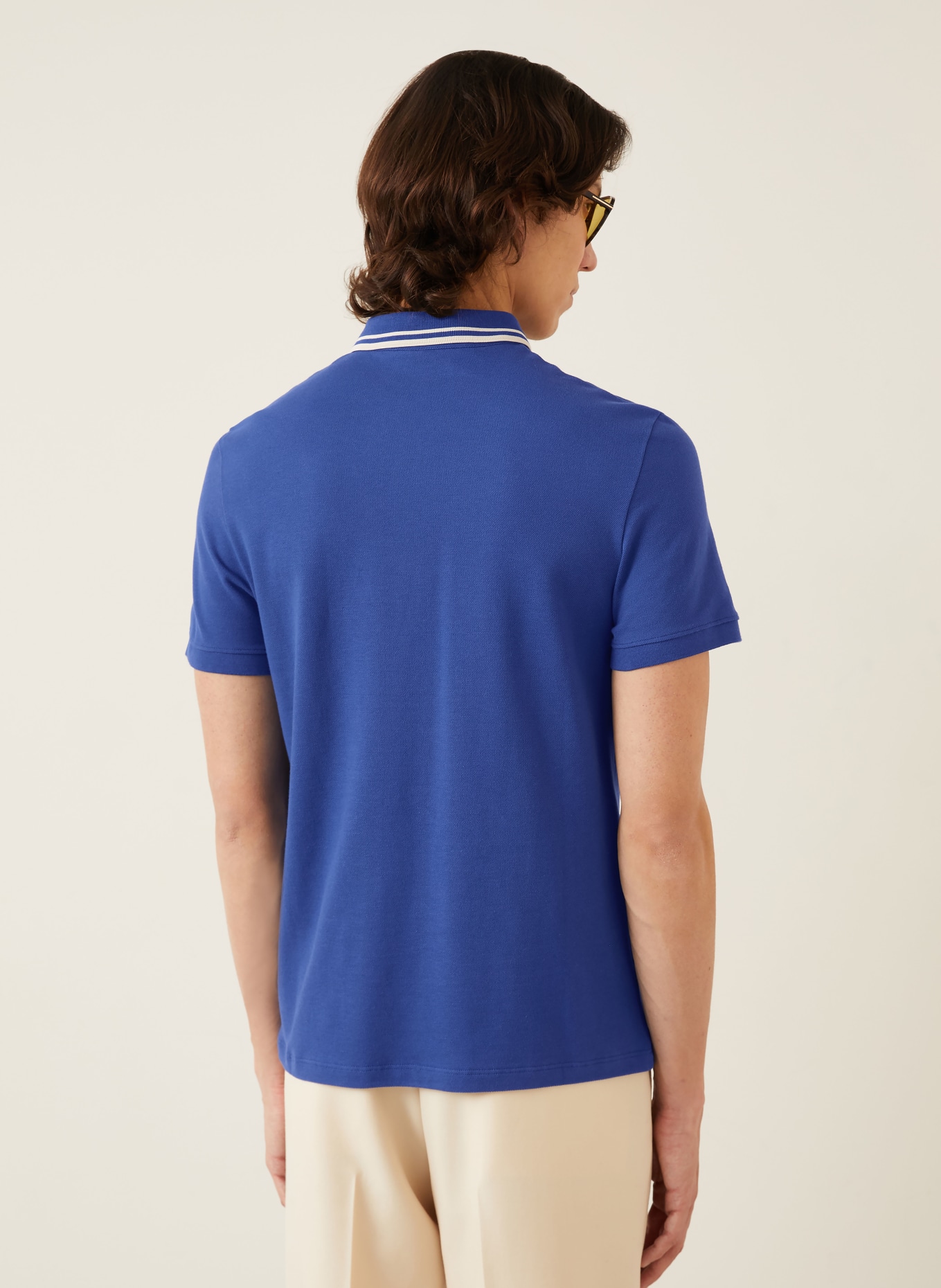 VALENTINO Koszulka polo z pikowanym wzorem VLOGO SIGNATURE: NIEBIESKI