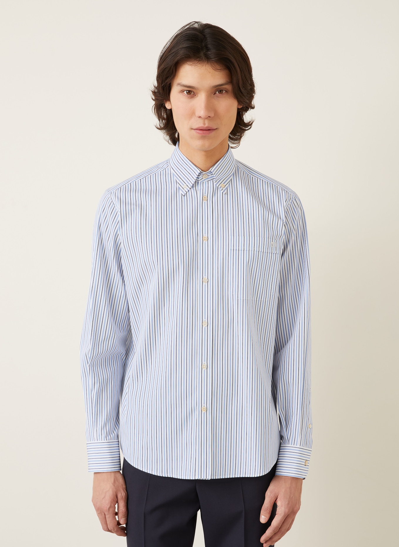 VALENTINO Hemd Comfort Fit: HELLBLAU / DUNKELBLAU / WEISS