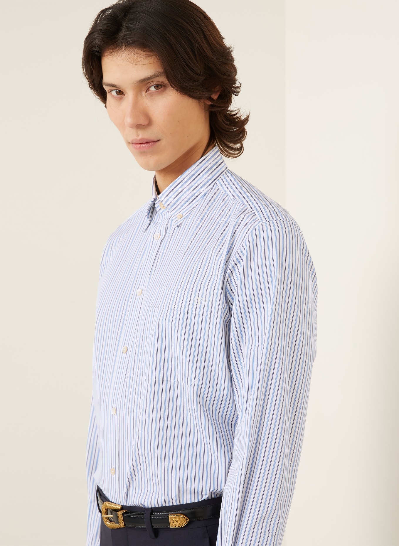 VALENTINO Hemd Comfort Fit: HELLBLAU / DUNKELBLAU / WEISS