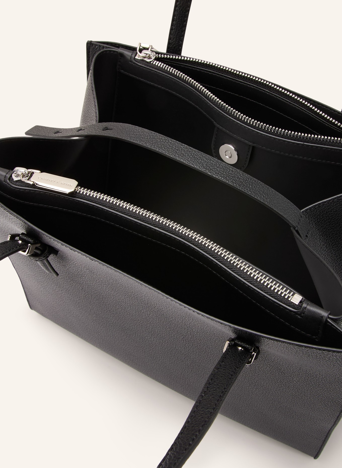 CHARLES & KEITH Shopper SANSA: SCHWARZ / SILBER