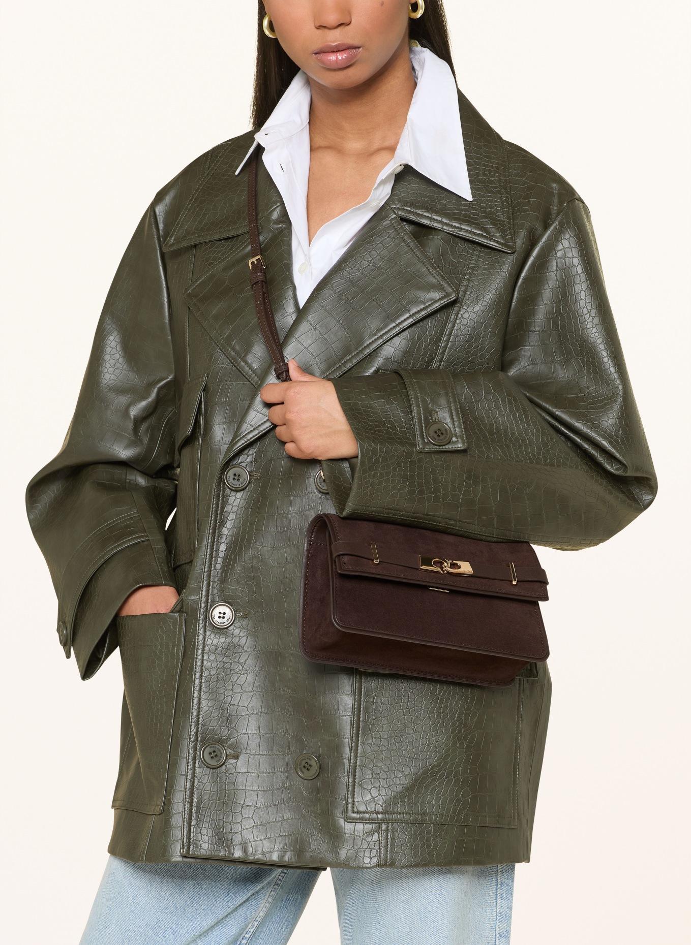 CHARLES & KEITH  Sac à bandoulière ARLET TOPHANDLE: MARRON FONCÉ / OR